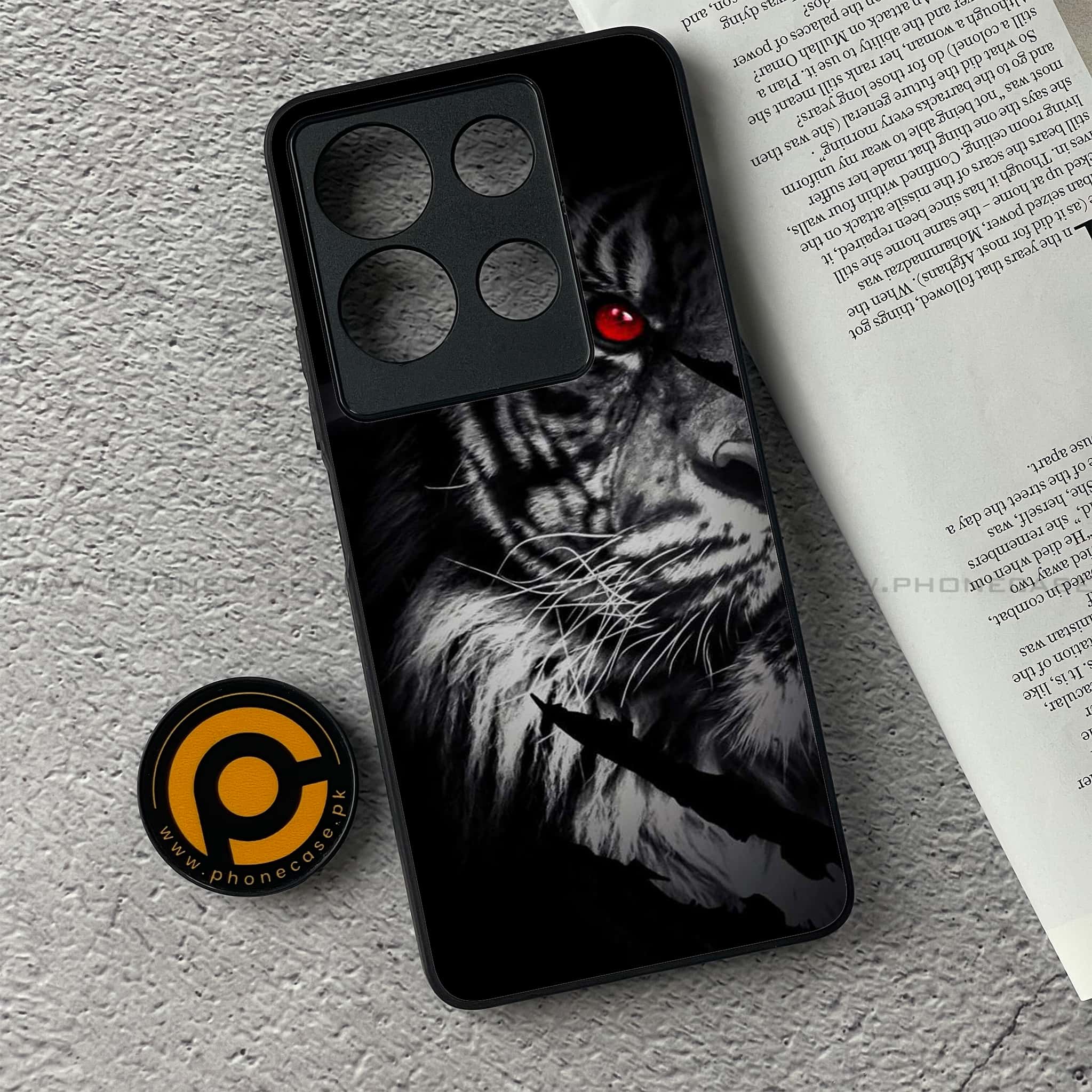 Infinix Note 30 - Tiger Series - Premium Printed Glass soft Bumper shock Proof Case