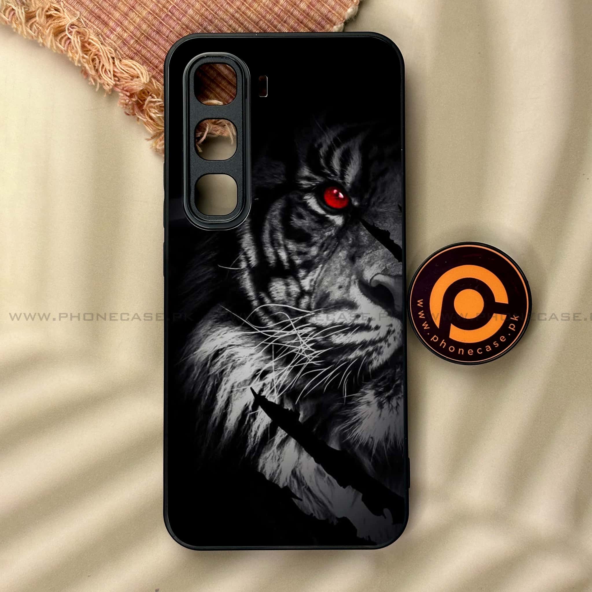 Infinix Hot 60 Pro - Tiger Series - Premium Metal Printed soft Bumper shock Proof Case