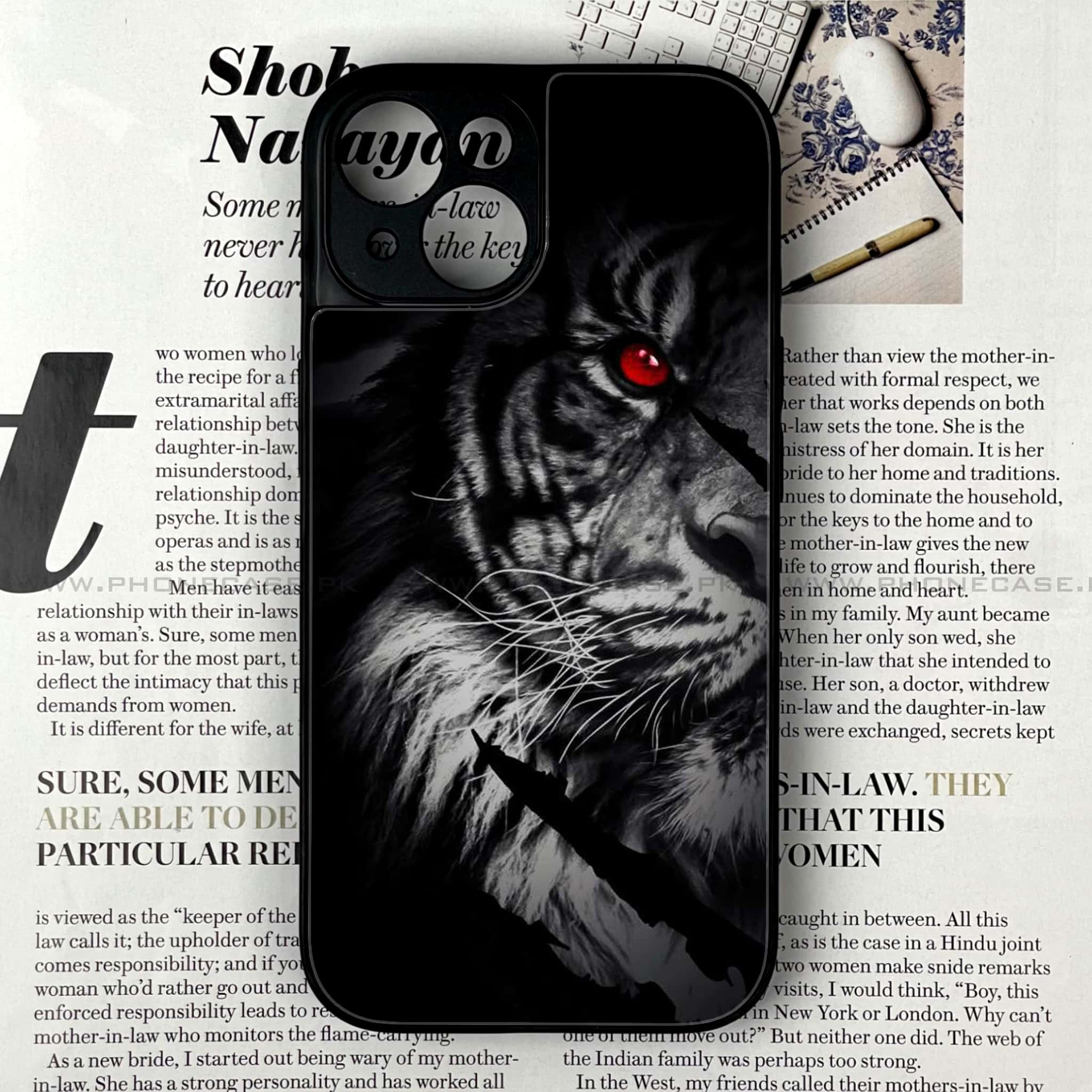 iPhone 15 Plus - Tiger Series - Premium Printed Glass soft Bumper shock Proof Case