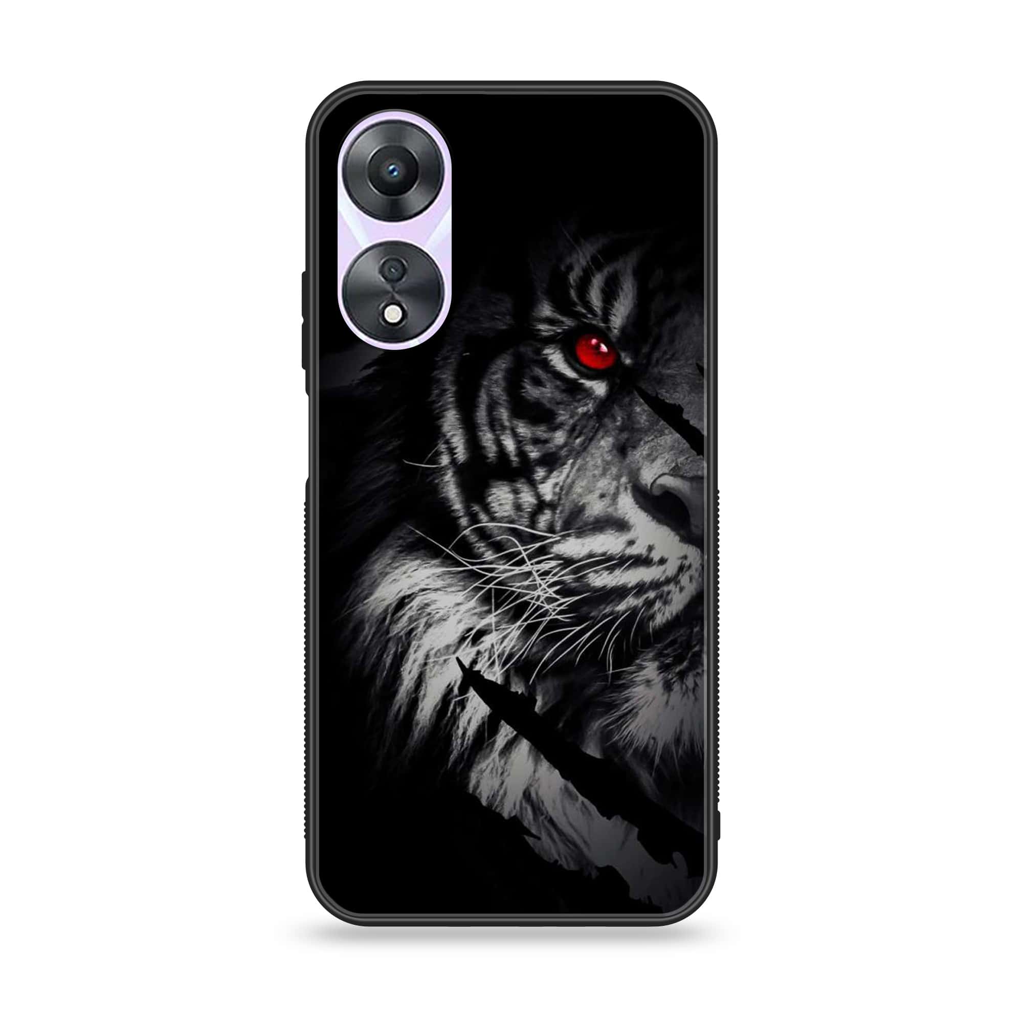 Oppo A78 4G - Tiger Series - Premium Printed Glass soft Bumper shock Proof Case