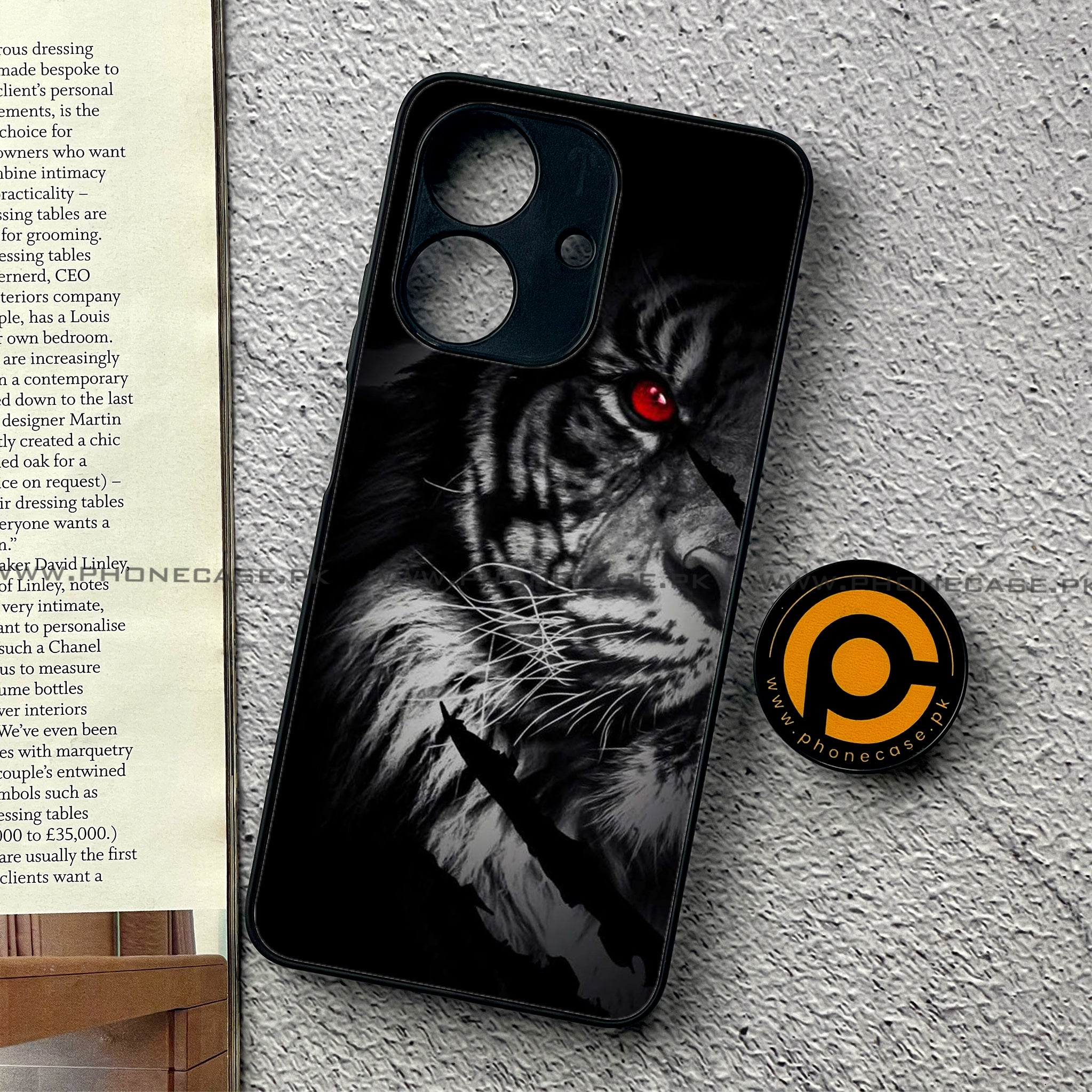 Realme Note 60 - Tiger Series - Premium Printed Glass soft Bumper shock Proof Case