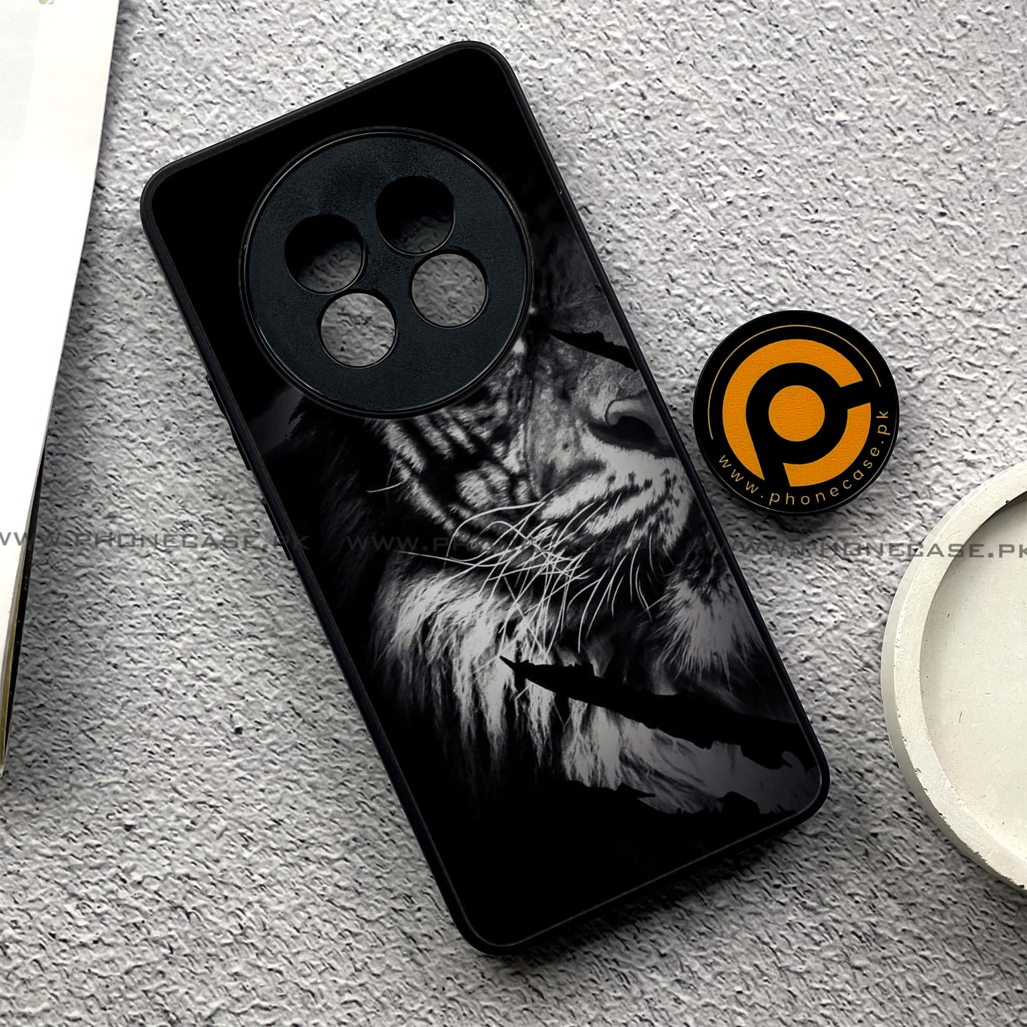 Realme 13 Plus - Tiger Series - Premium Printed Glass soft Bumper shock Proof Case