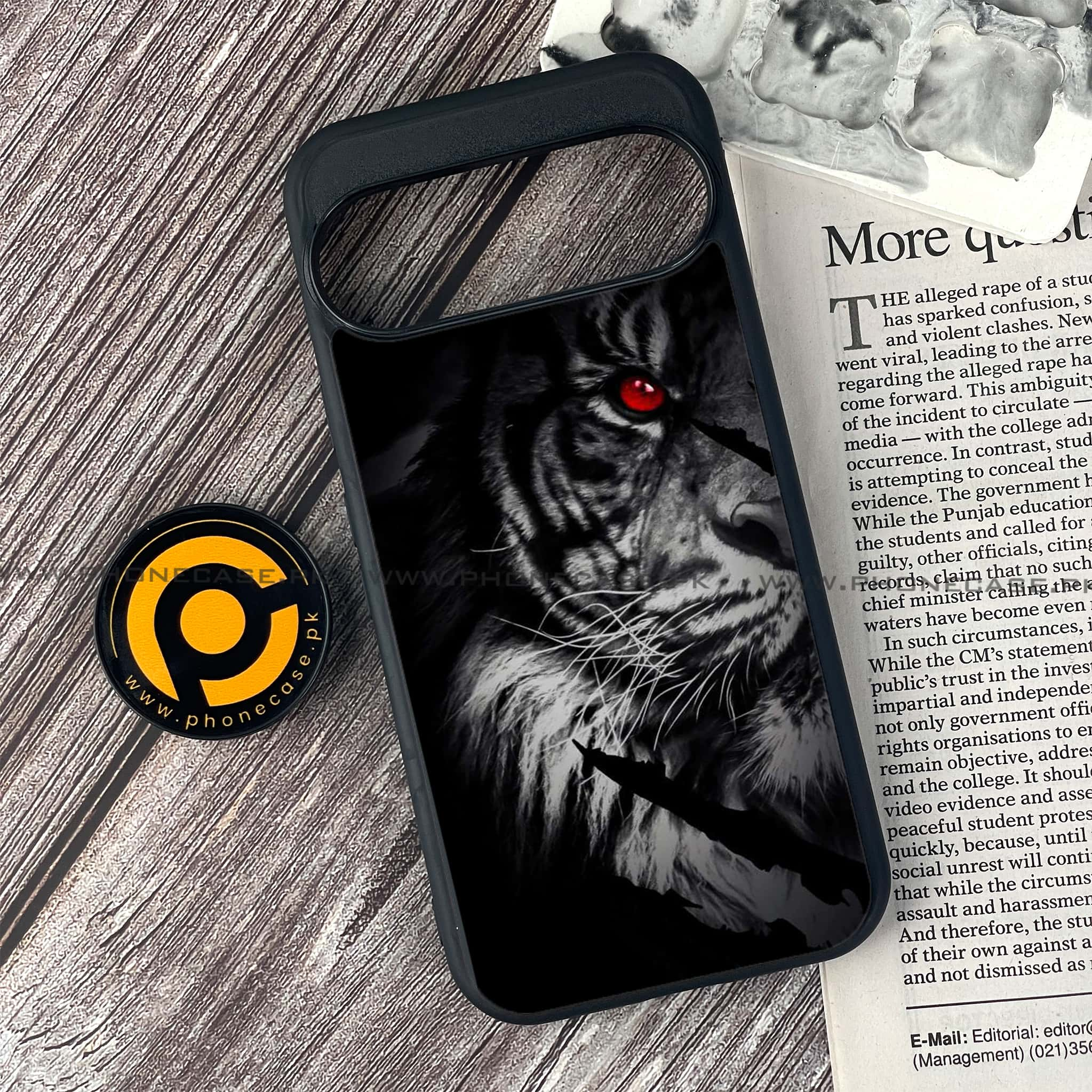 Google Pixel 9 - Tiger Series - Premium Printed Glass soft Bumper shock Proof Case