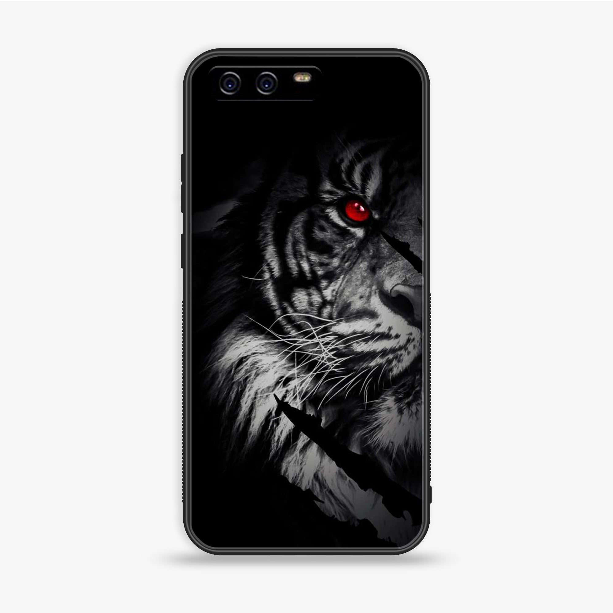 Huawei P10 Plus - Tiger Series - Premium Printed Glass Soft Bumper Shock Proof Case