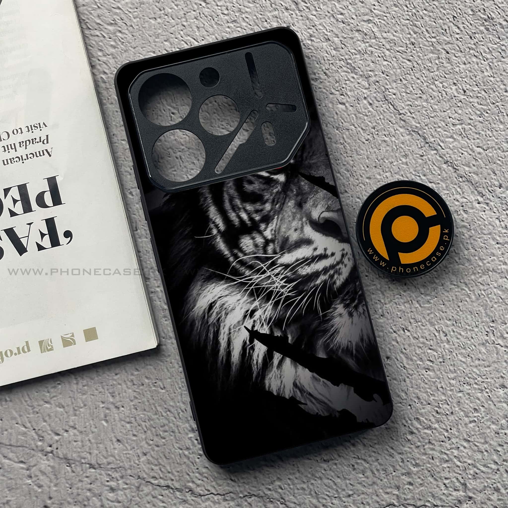 Tecno Pova 6 Pro - Tiger Series - Premium Printed Glass soft Bumper shock Proof Case