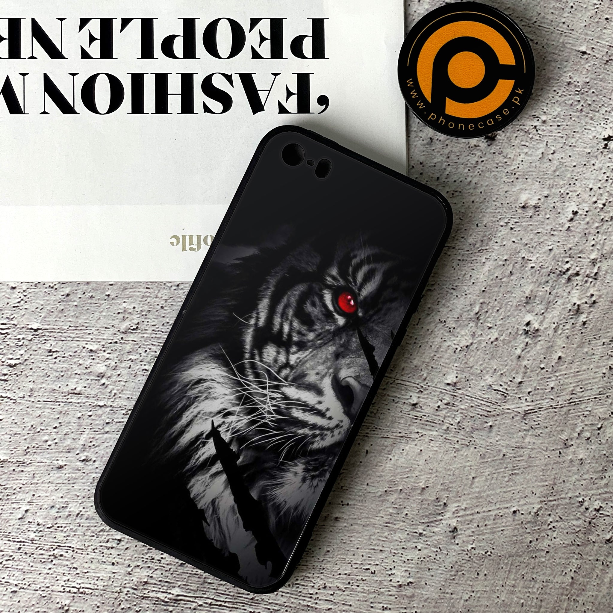 iPhone 5/5c/5s - Tiger Series - Premium Printed Glass soft Bumper shock Proof Case