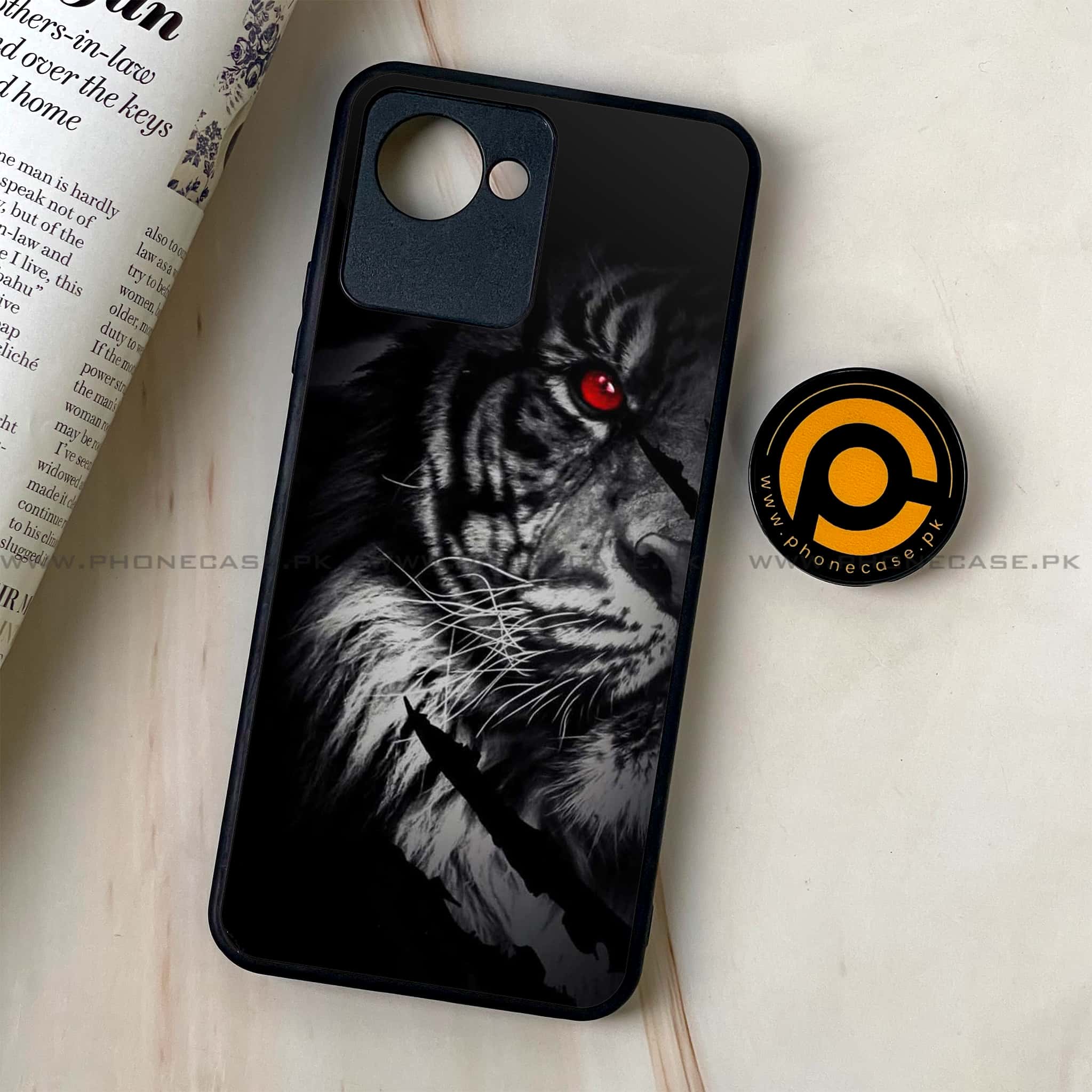 Realme C30 - Tiger Series - Premium Printed Glass soft Bumper shock Proof Case