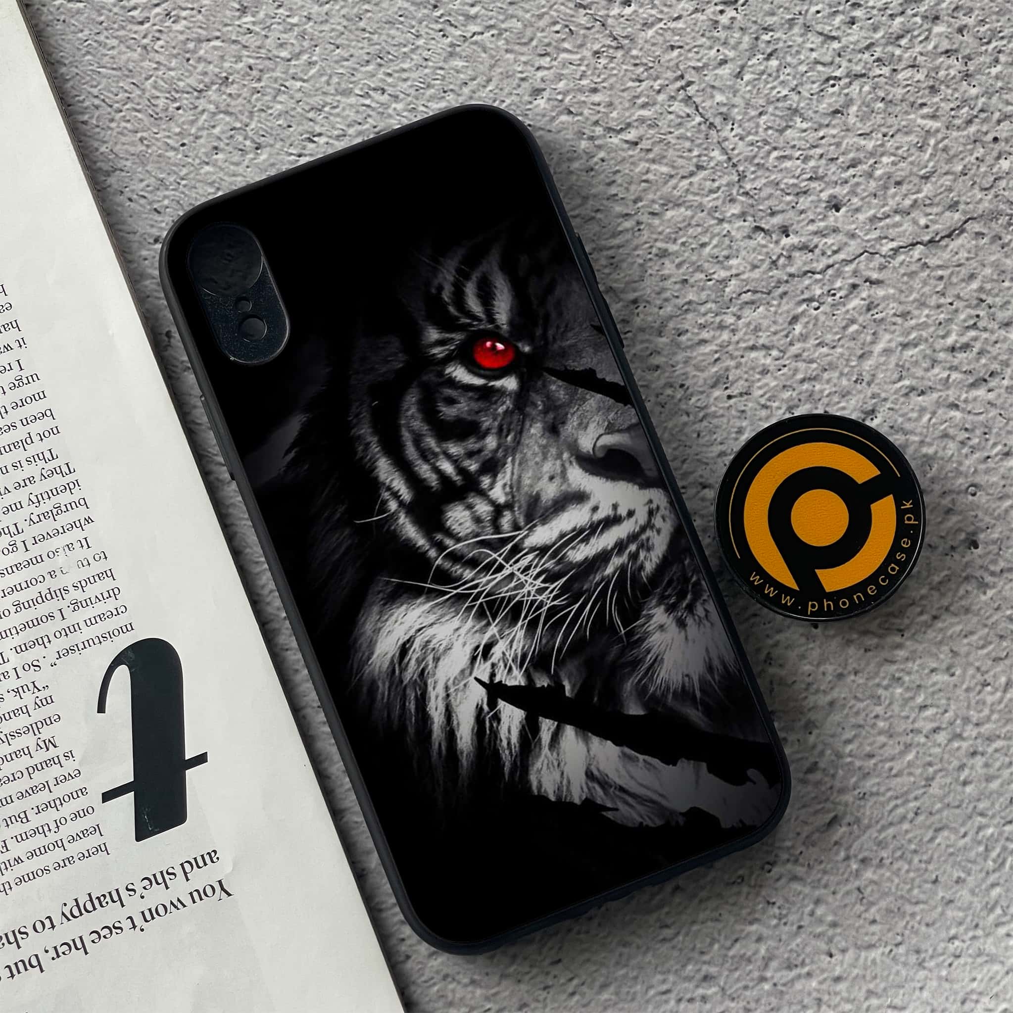 iPhone XR -Tiger Series - Premium Metal Printed soft Bumper shock Proof Case