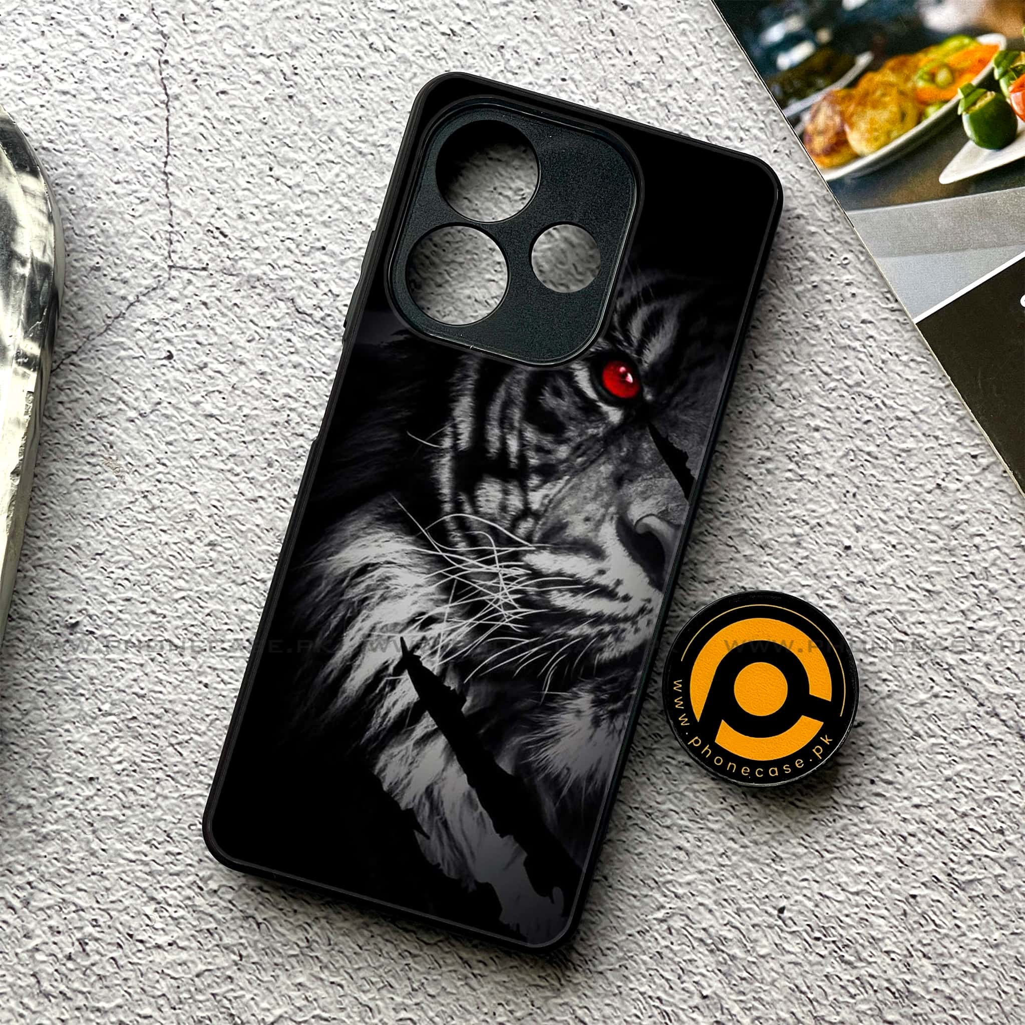 Oppo A5 Pro - Tiger Series - Premium Metal Printed soft Bumper shock Proof Case