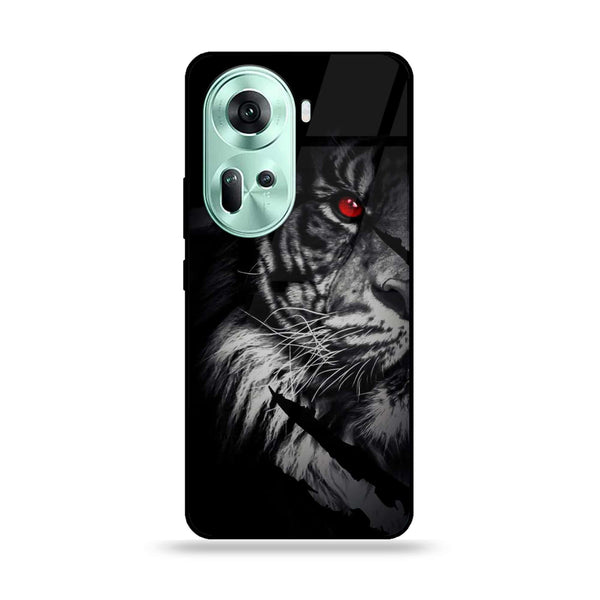 Oppo Reno 11 5G - Tiger Design 7 - Premium Printed Glass soft Bumper shock Proof Case CS-15895