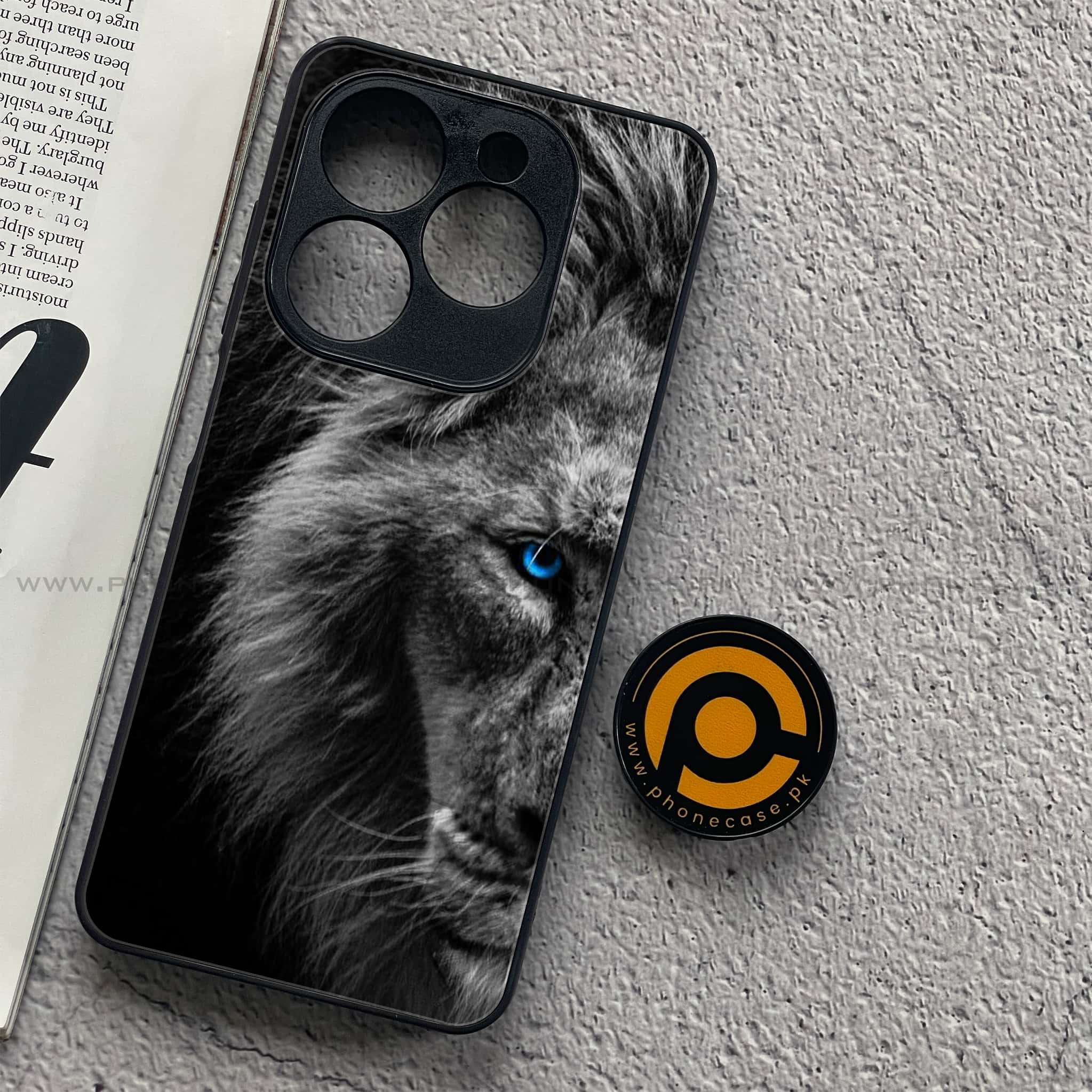 Tecno Spark 20C - Tiger Series - Premium Printed Glass soft Bumper shock Proof Case