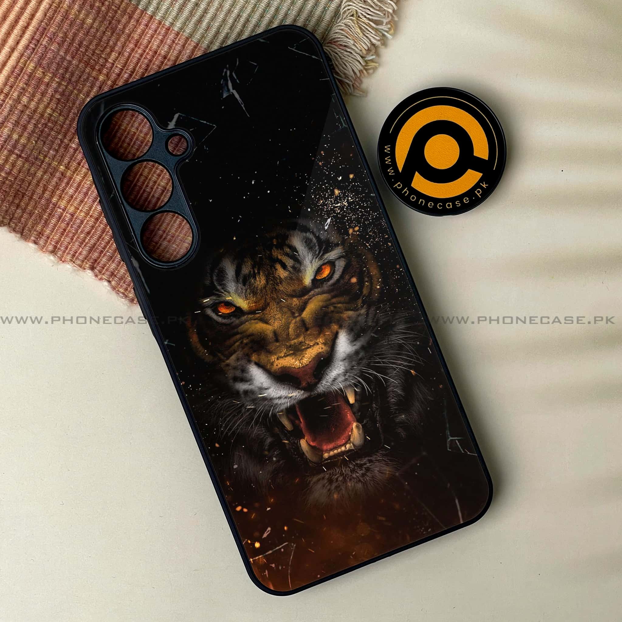 Samsung Galaxy M54 - Tiger Series - Premium Printed Glass soft Bumper shock Proof Case