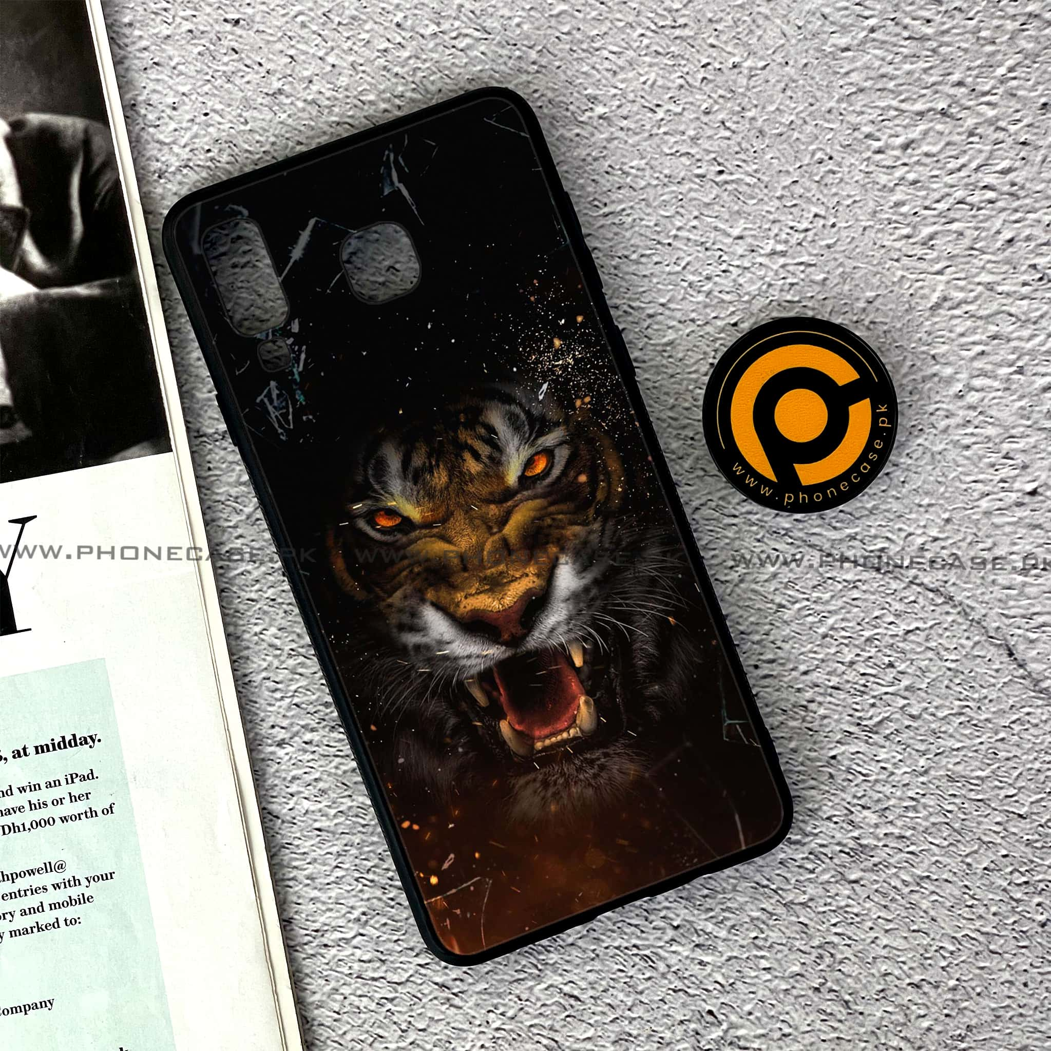 Samsung Galaxy A8 Star(A9 Star) - Tiger Series - Premium Printed Glass soft Bumper shock Proof Case