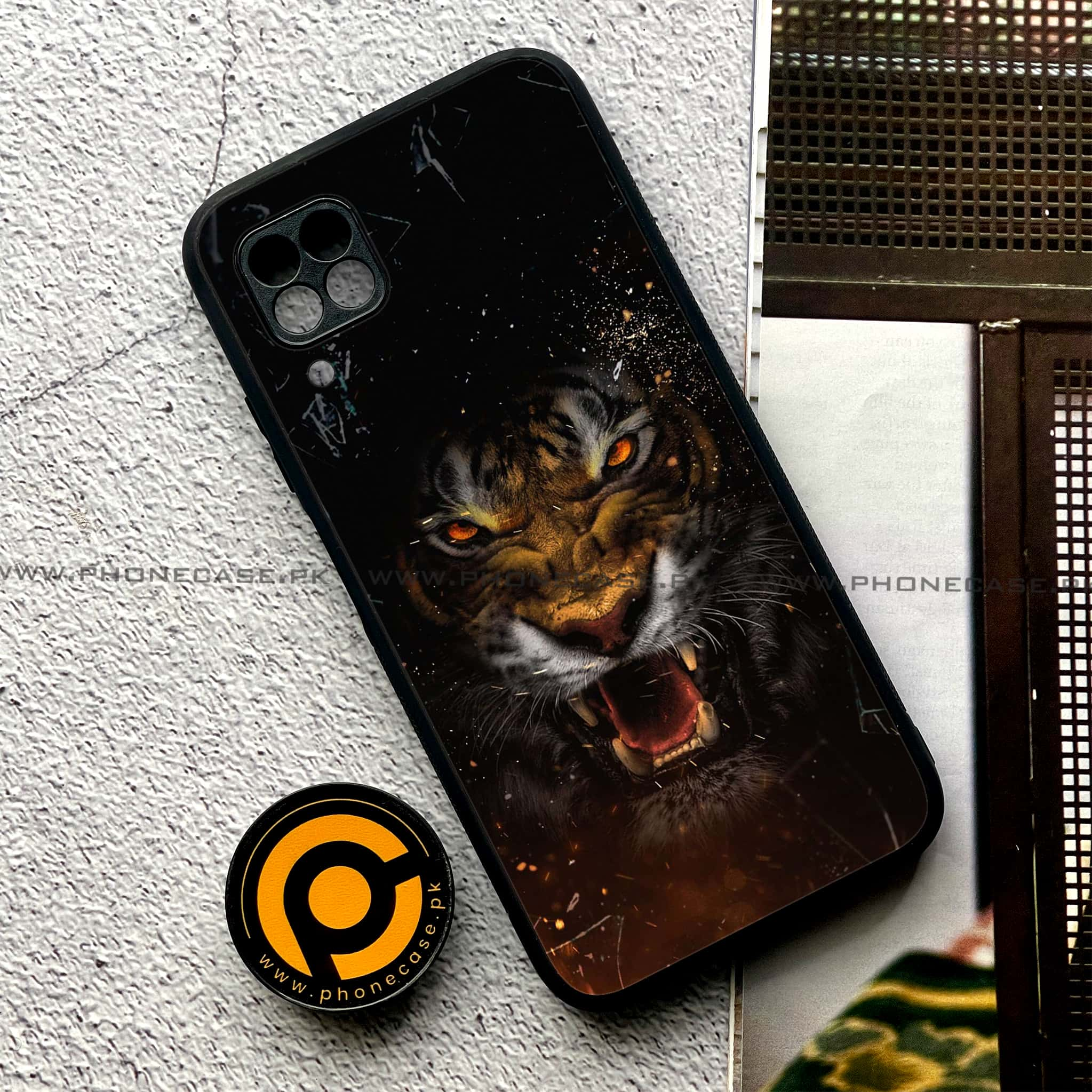 Huawei P40 Lite - Tiger Series - Premium Printed Glass soft Bumper shock Proof Case