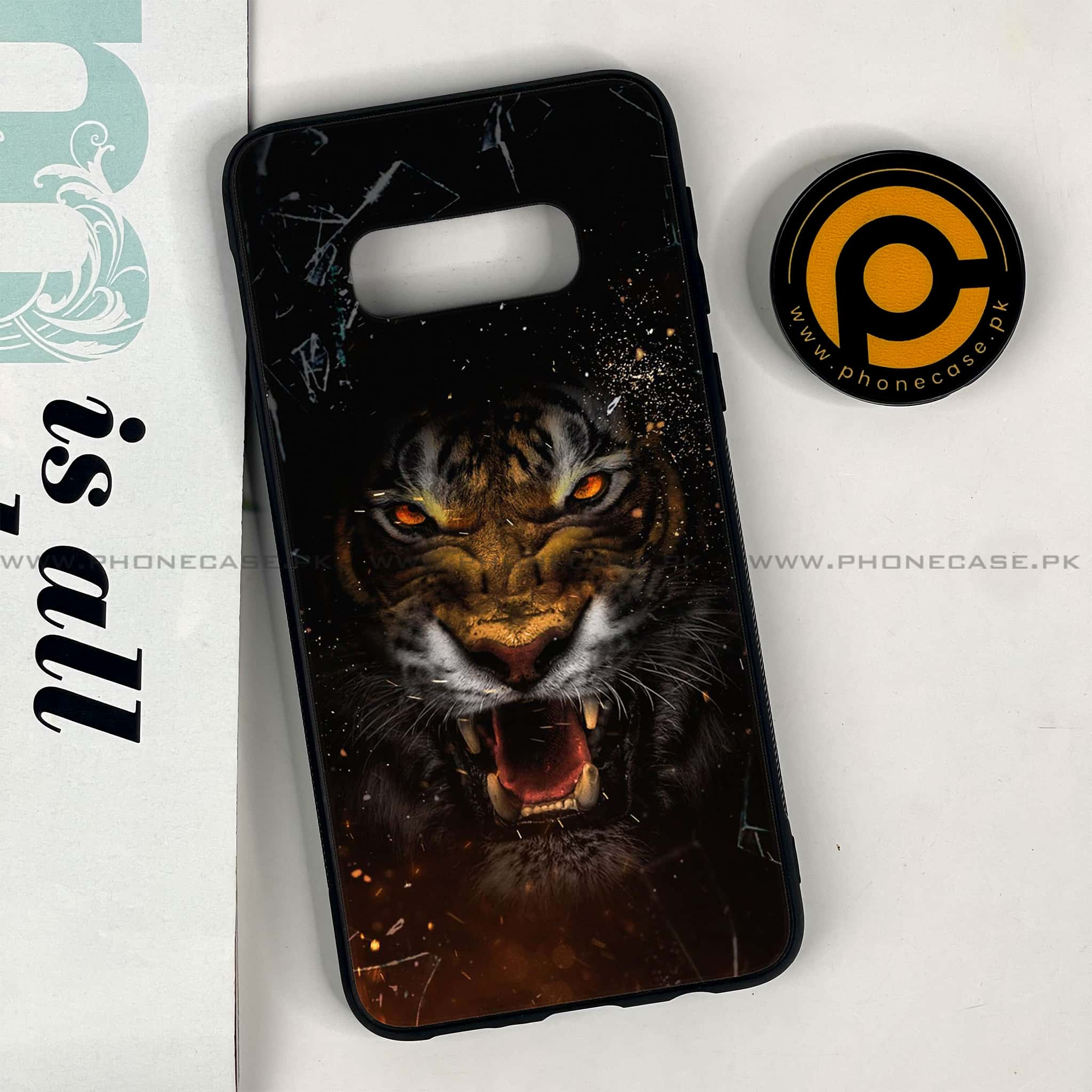 Galaxy S10e - Tiger Series - Premium Printed Glass soft Bumper shock Proof Case