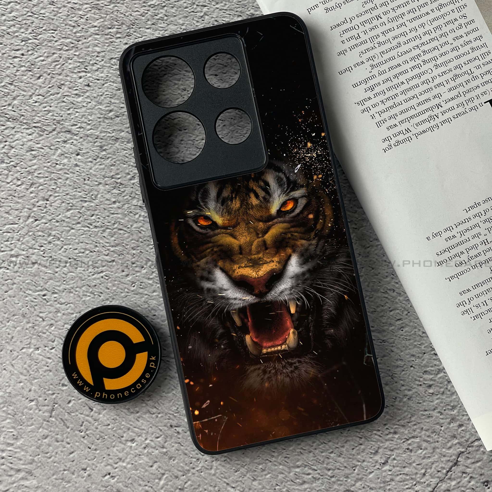 Infinix Note 30 - Tiger Series - Premium Printed Glass soft Bumper shock Proof Case