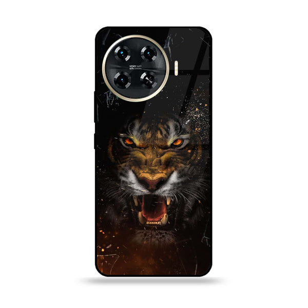 Tecno Spark 20 pro plus - Tiger Design 9 - Premium Printed Glass soft Bumper shock Proof Case CS-26231