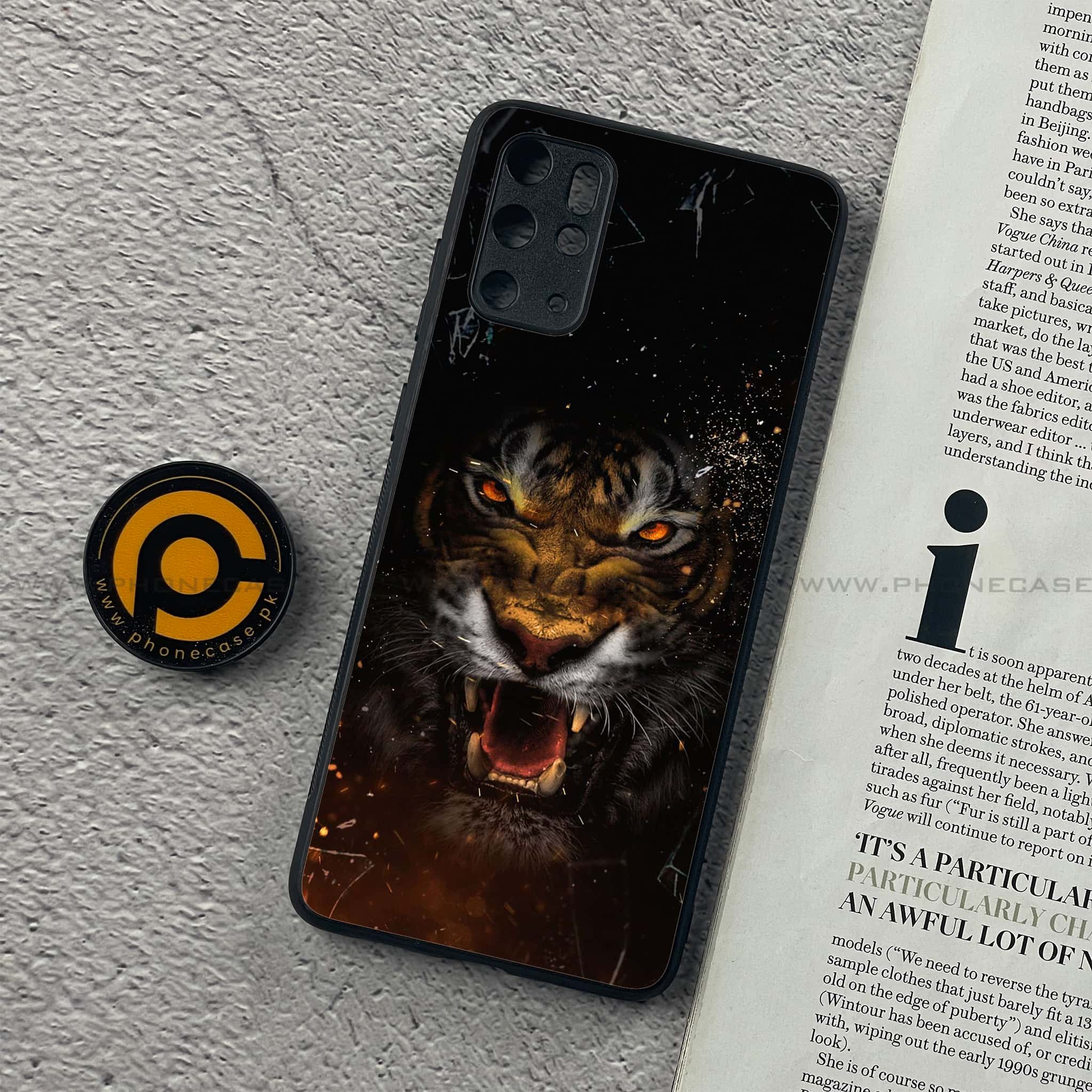 Galaxy S20 Plus - Tiger Series - Premium Printed Glass soft Bumper shock Proof Case