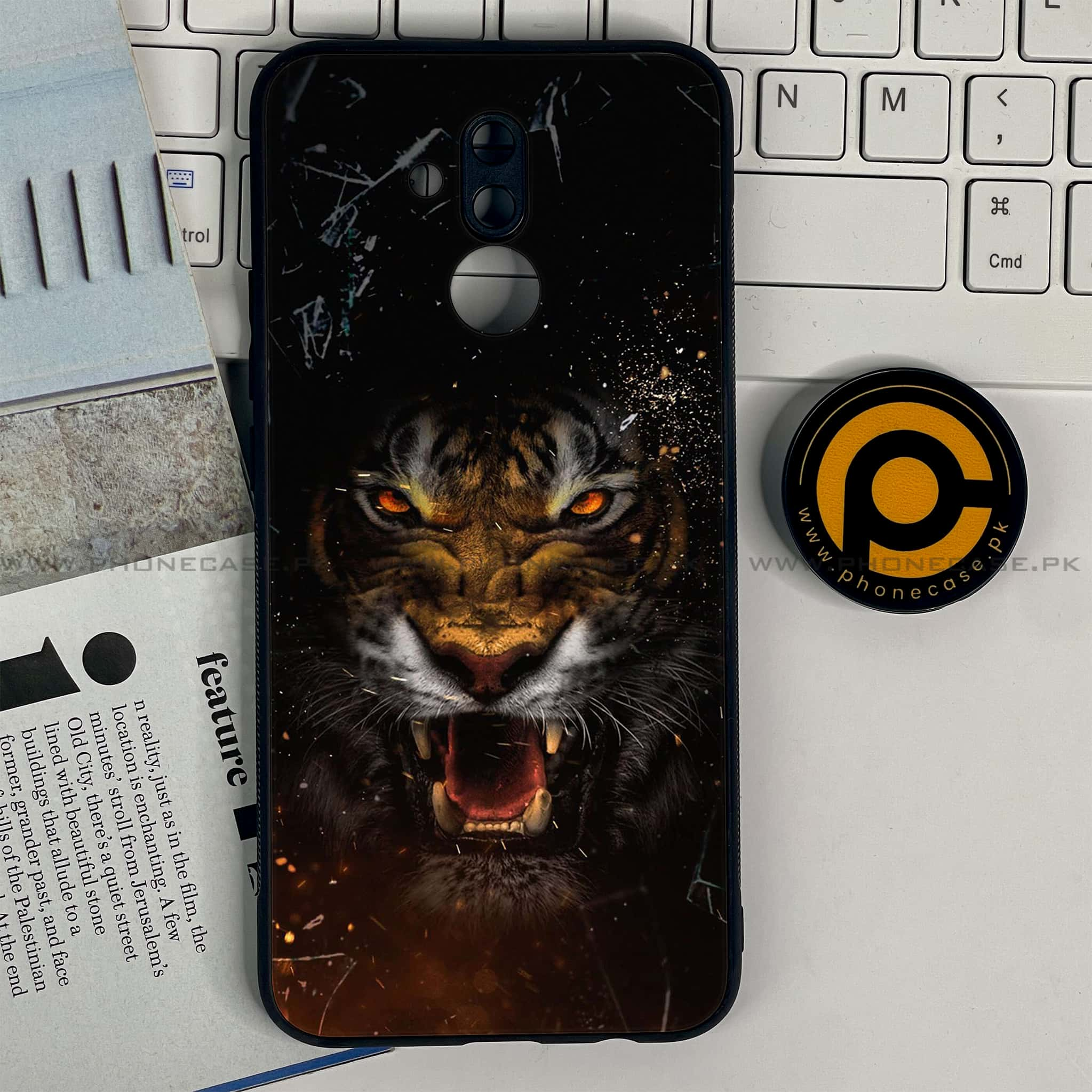 Huawei Mate 20 Lite - Tiger Series - Premium Printed Glass soft Bumper shock Proof Case