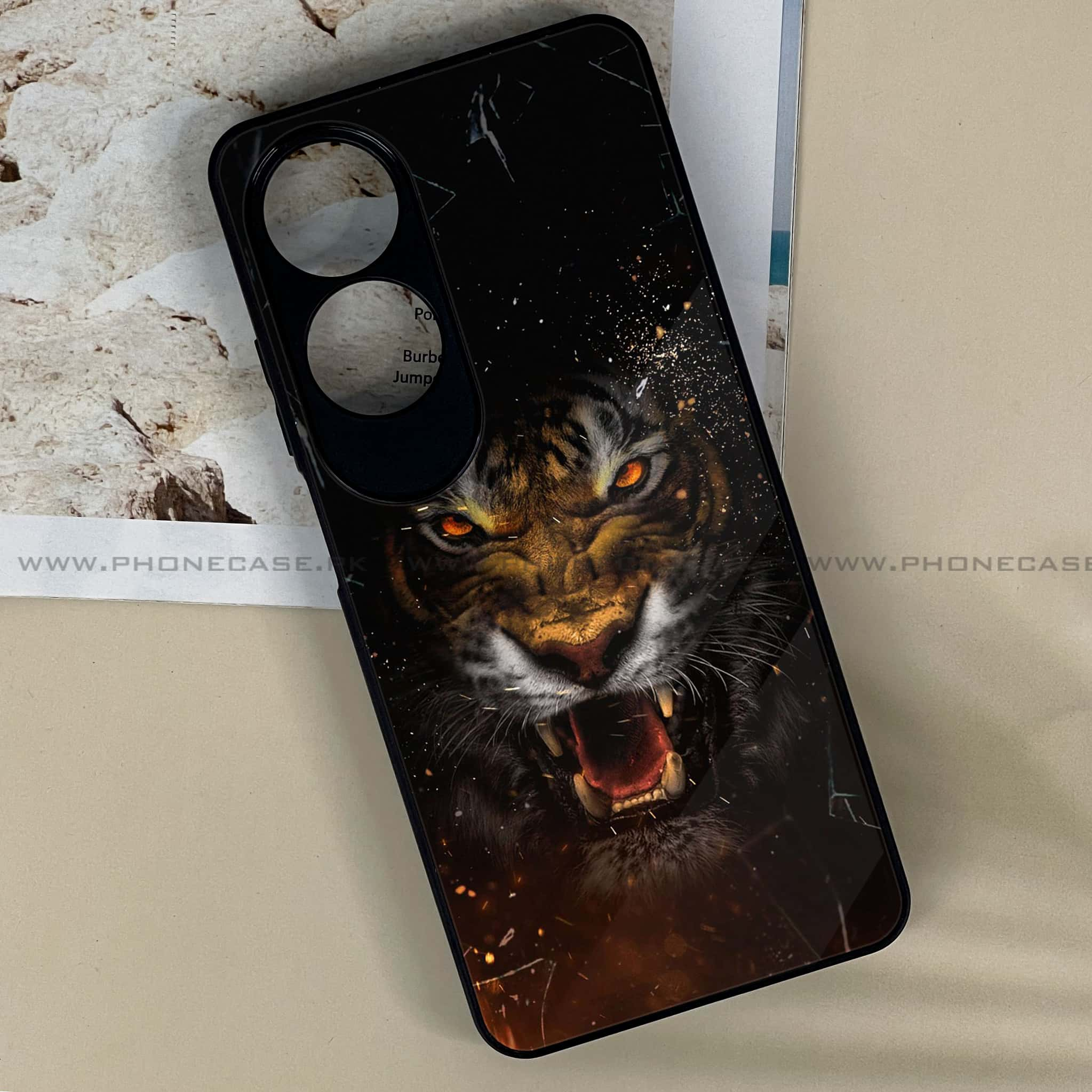 Oppo A60 - Tiger Series - Premium Printed Metal soft Bumper shock Proof Case