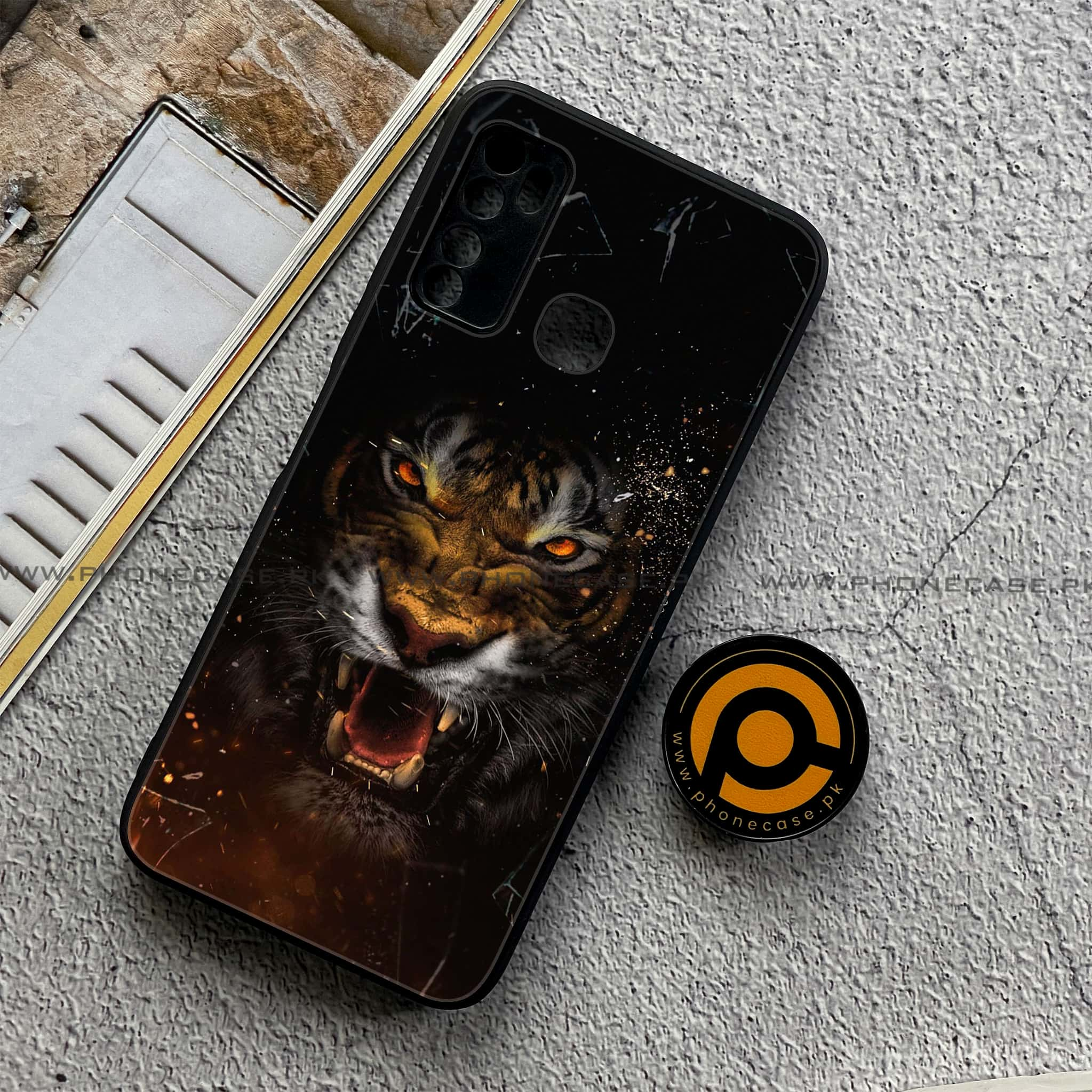 Infinix Note 7 Lite - Tiger Series - Premium Printed Metal soft Bumper shock Proof Case