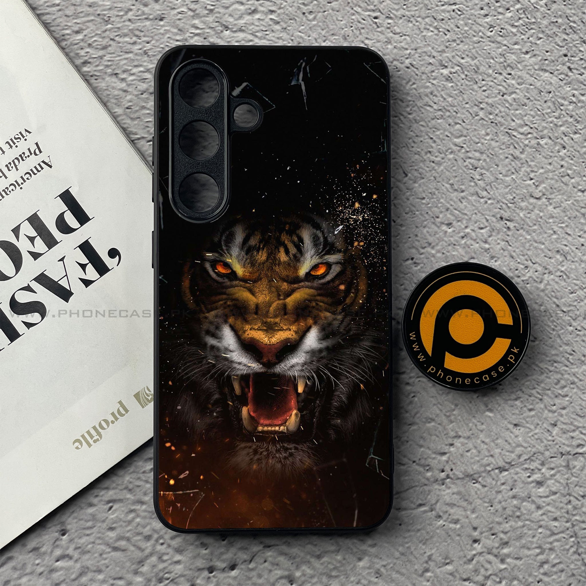 Samsung Galaxy S25 FE - Tiger Series - Premium Metal Printed soft Bumper shock Proof Case