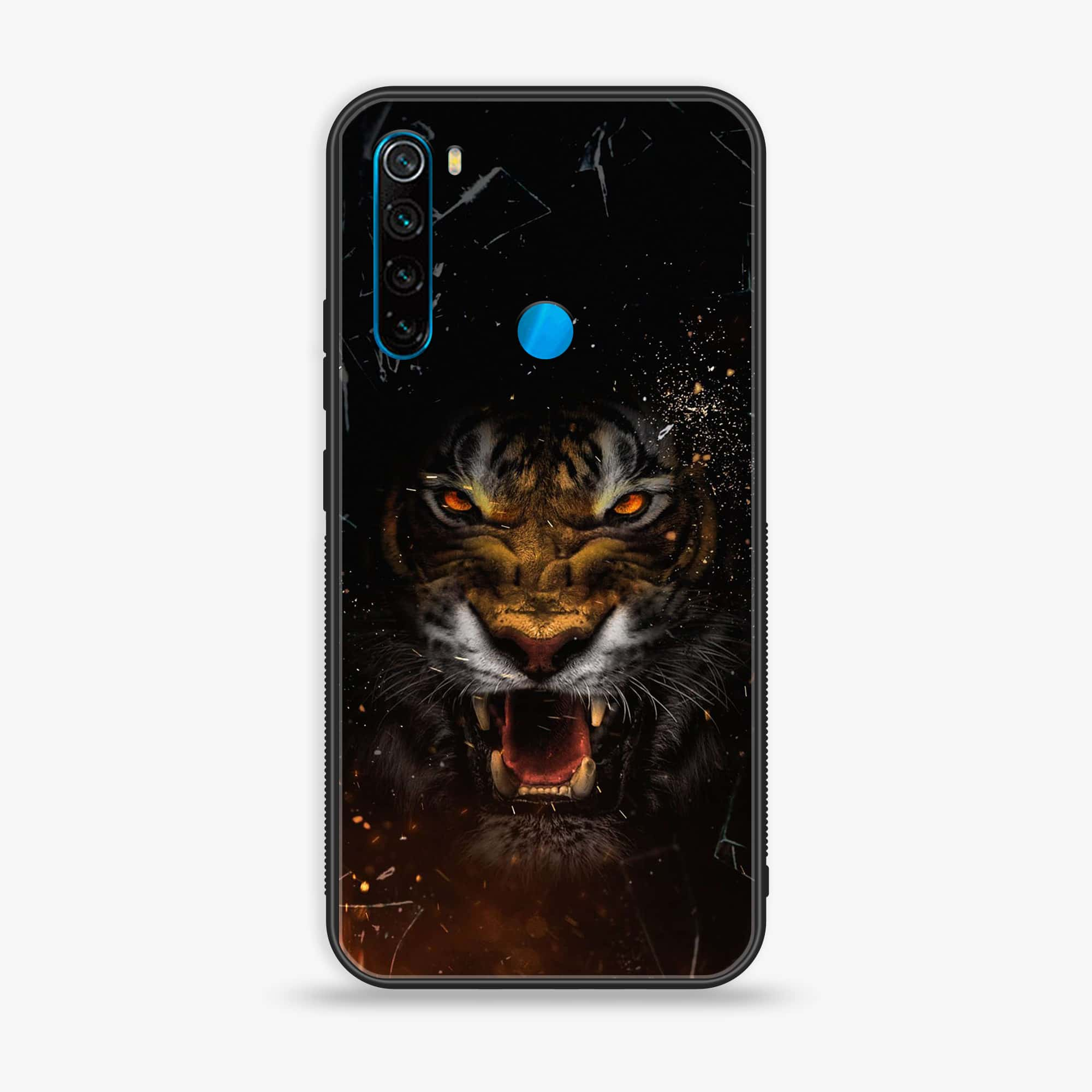 Redmi Note 8 - Tiger Series - Premium Printed Glass soft Bumper shock Proof Case