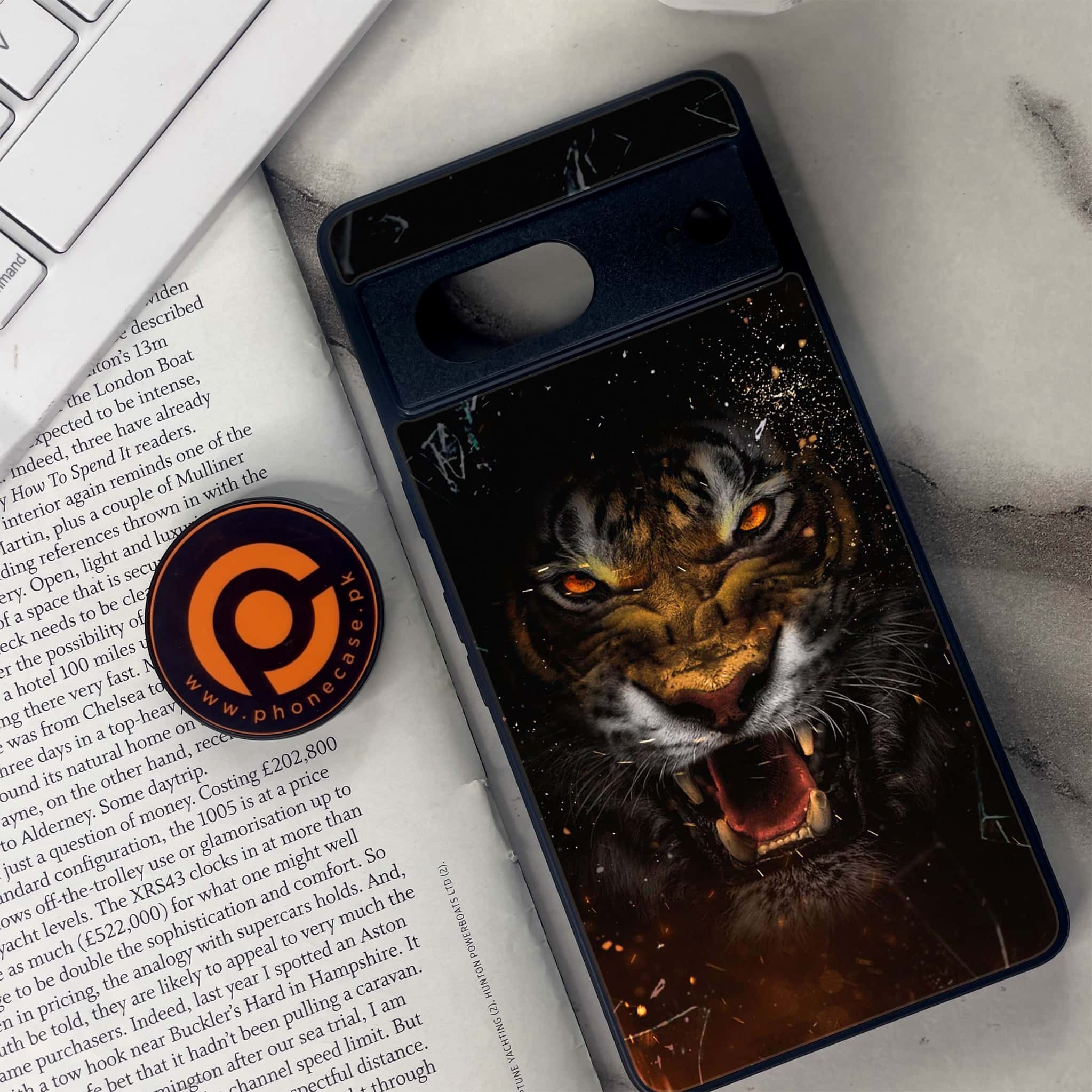 Google Pixel 7 - Tiger Series - Premium Metal Printed soft Bumper Shock Proof Case