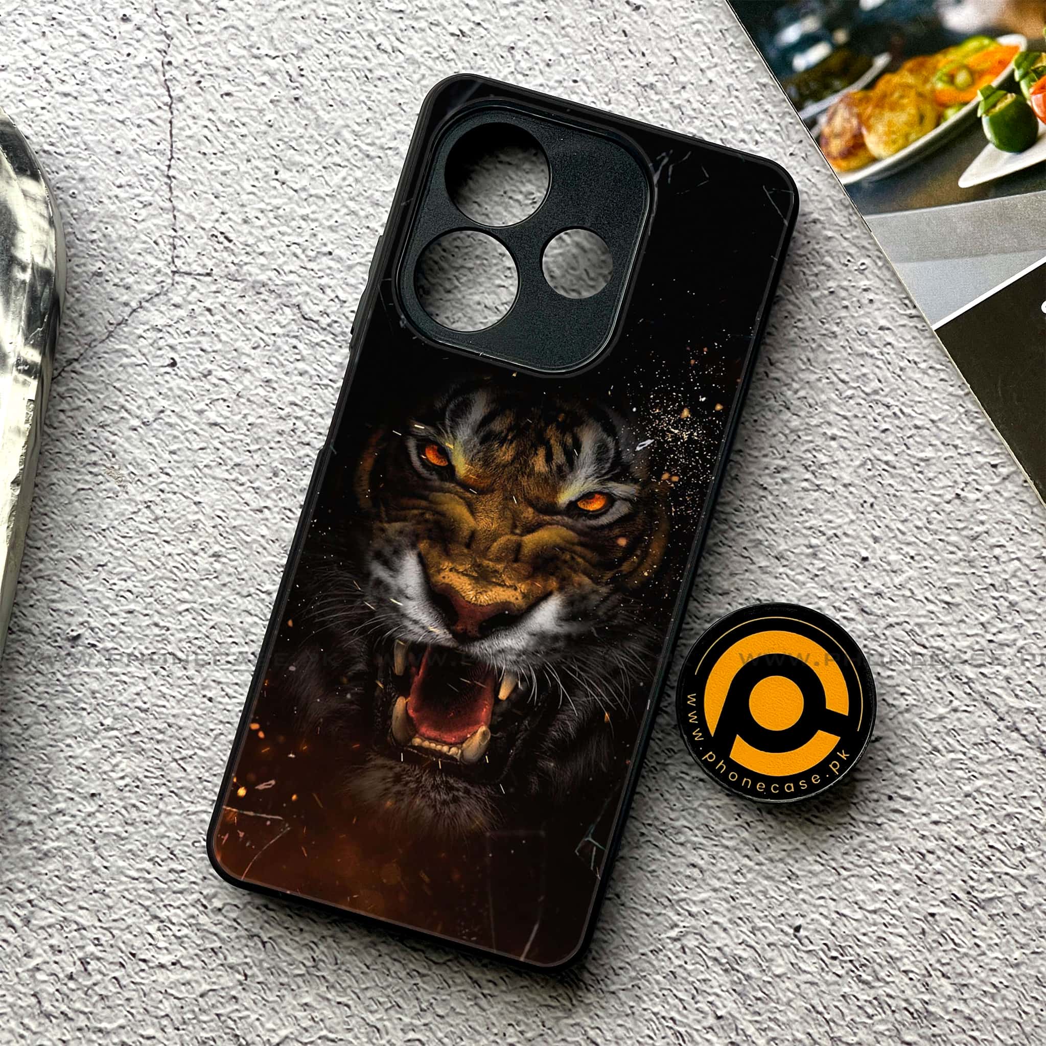 Oppo A5 Pro - Tiger Series - Premium Metal Printed soft Bumper shock Proof Case