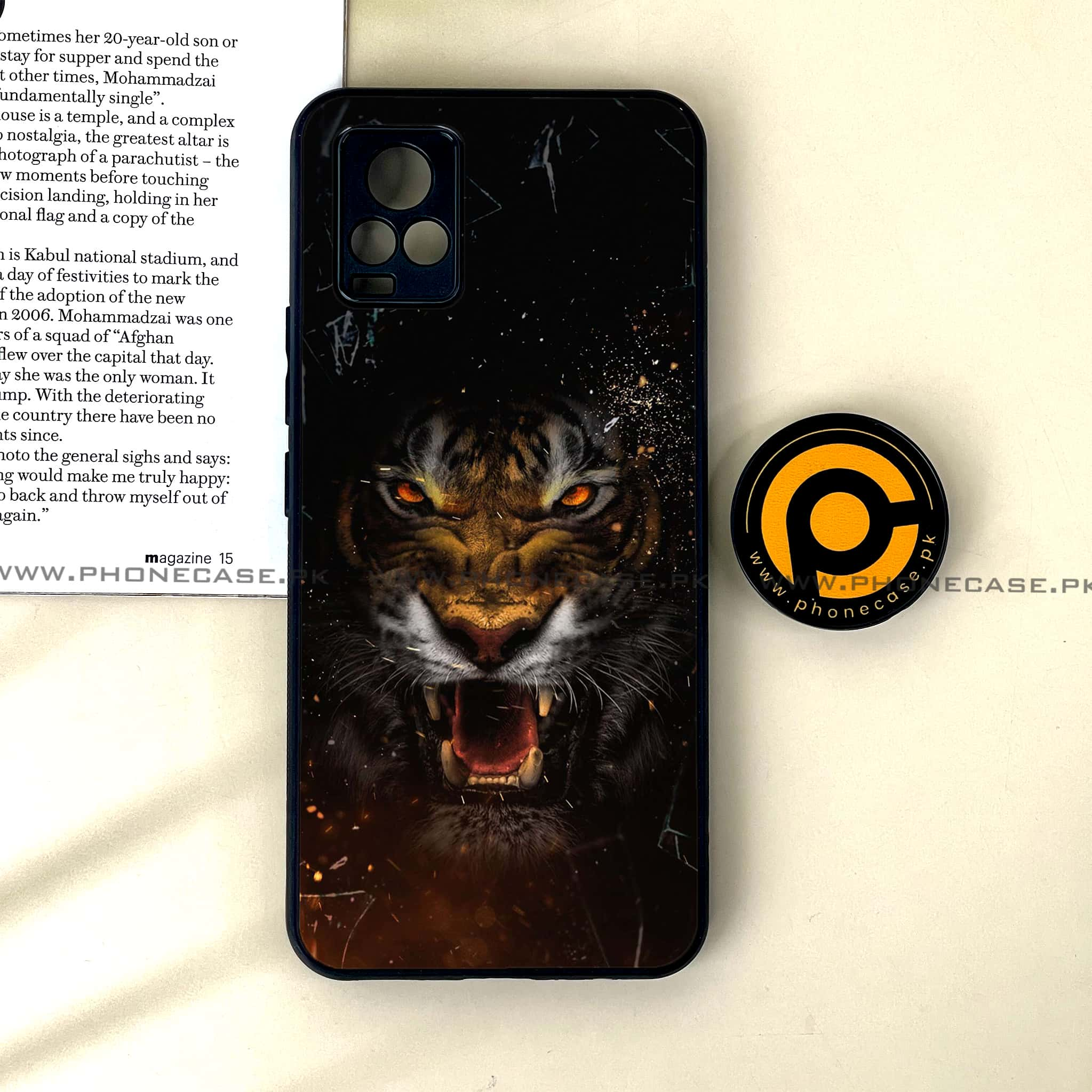 Vivo V20 - Tiger Art Series - Premium Printed Glass soft Bumper shock Proof Case