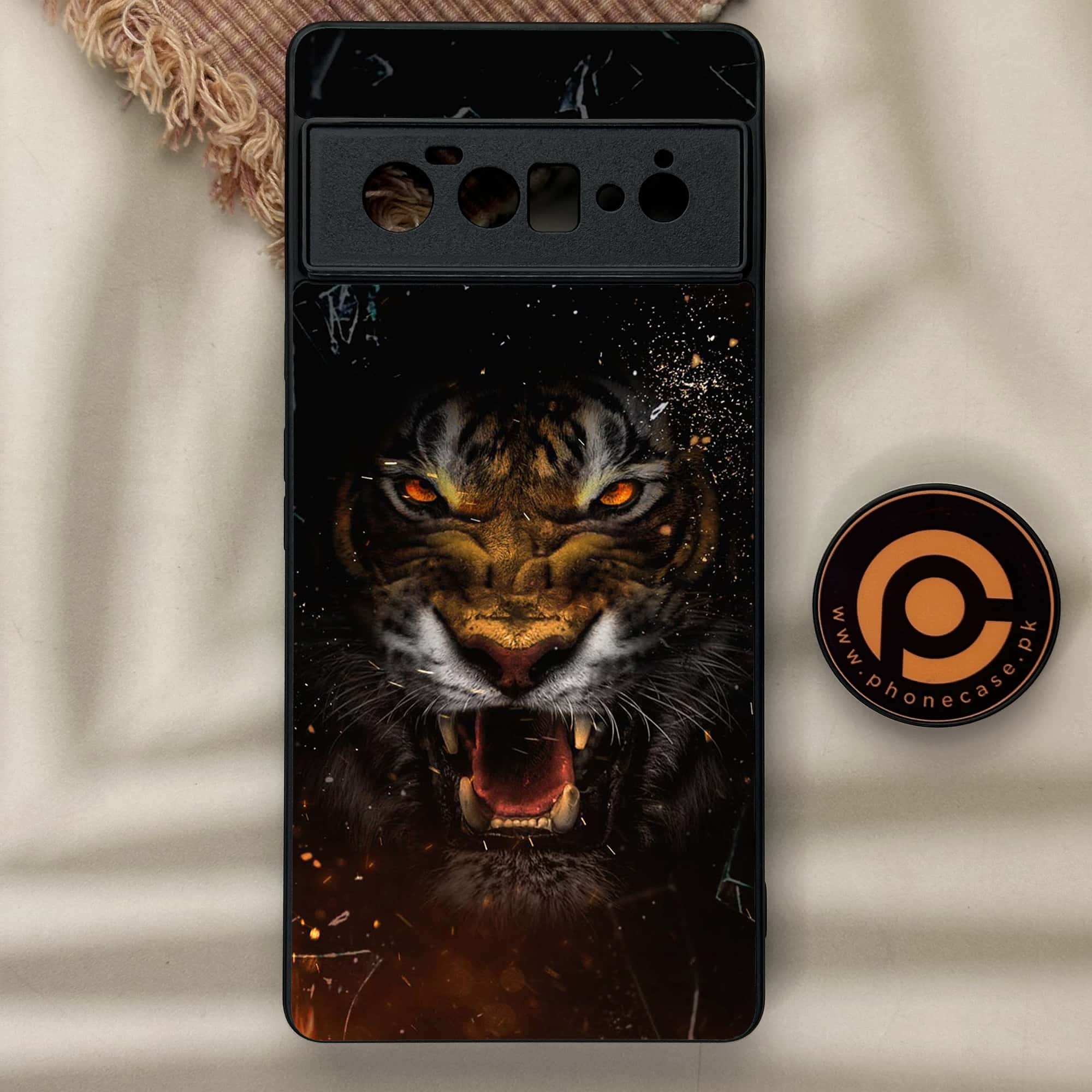 Google Pixel 6A - Tiger Series - Premium Metal Printed soft Bumper Shock Proof Case
