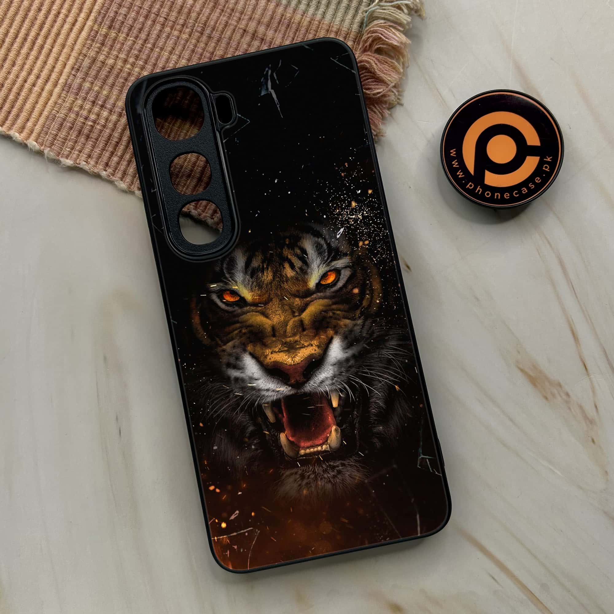 Vivo Y400 - Tiger Series - Premium Metal Printed soft Bumper shock Proof Case
