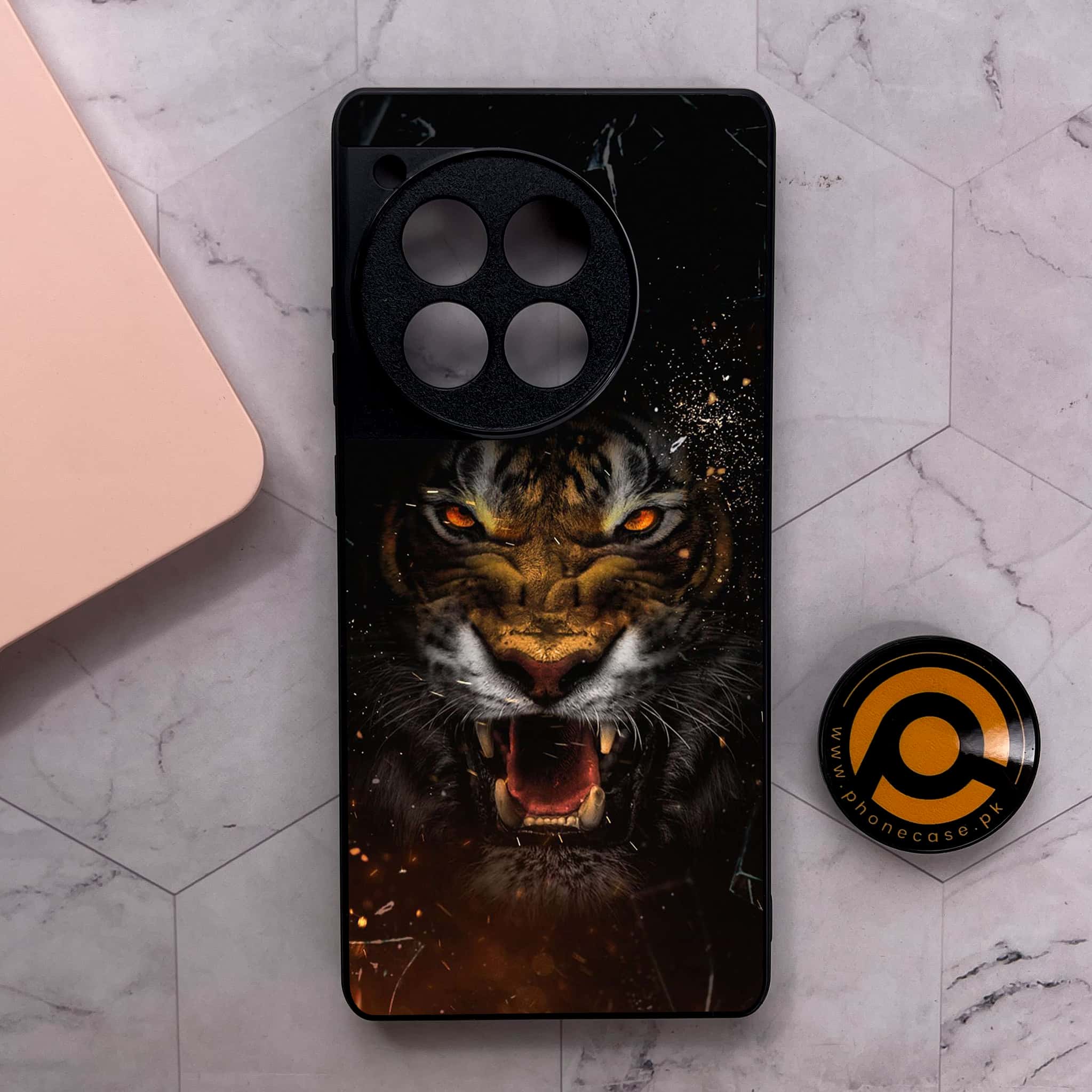 OnePlus 12R - Tiger Series - Premium Metal Printed soft Bumper shock Proof Case