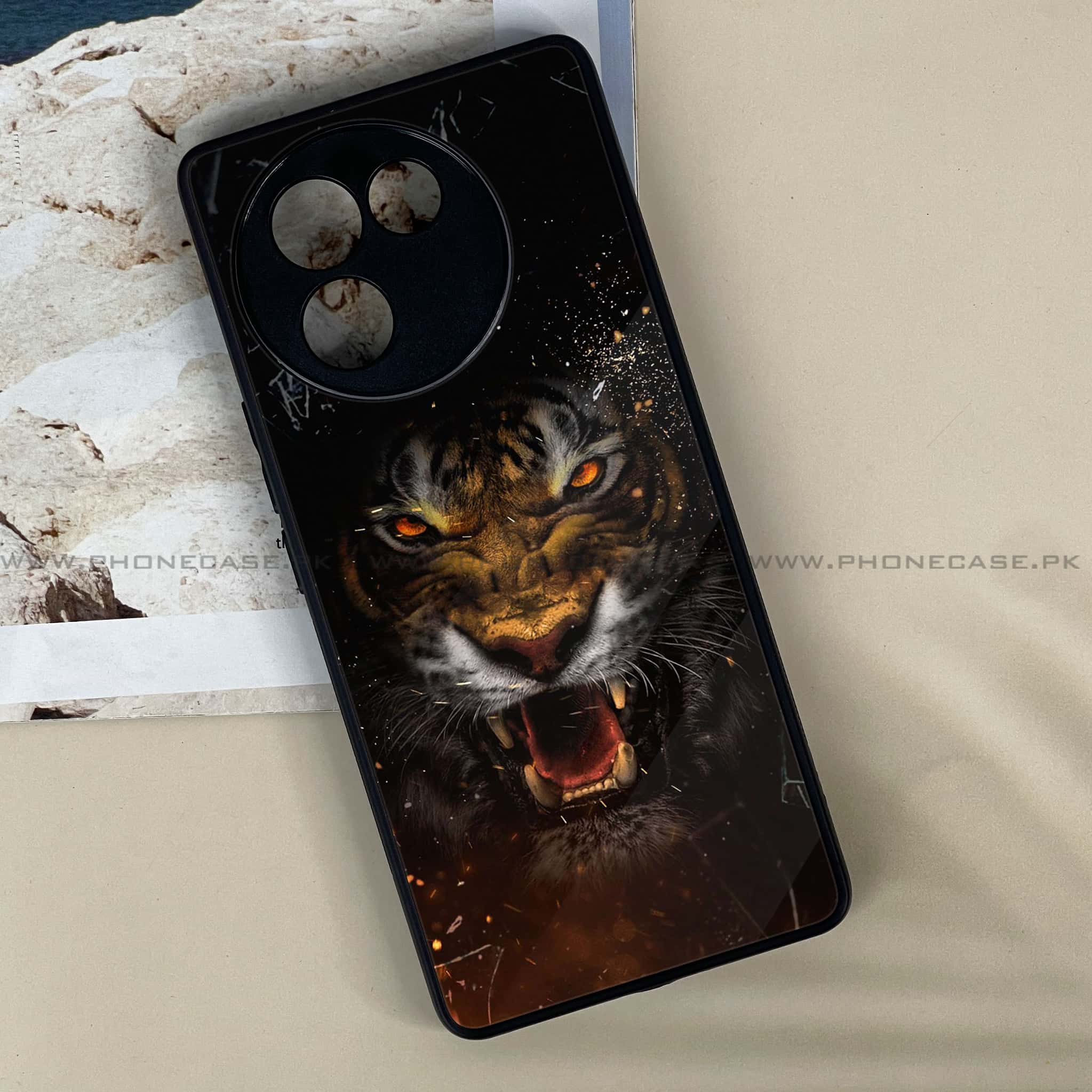 Vivo V30E - Tiger Series - Premium Printed Metal soft Bumper shock Proof Case