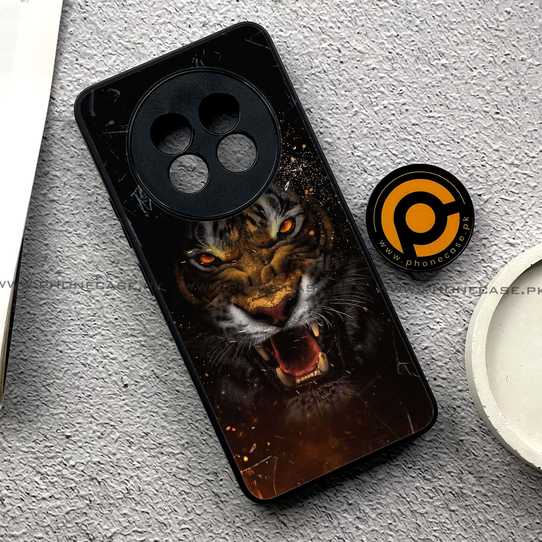 Realme 13 Plus - Tiger Series - Premium Printed Glass soft Bumper shock Proof Case