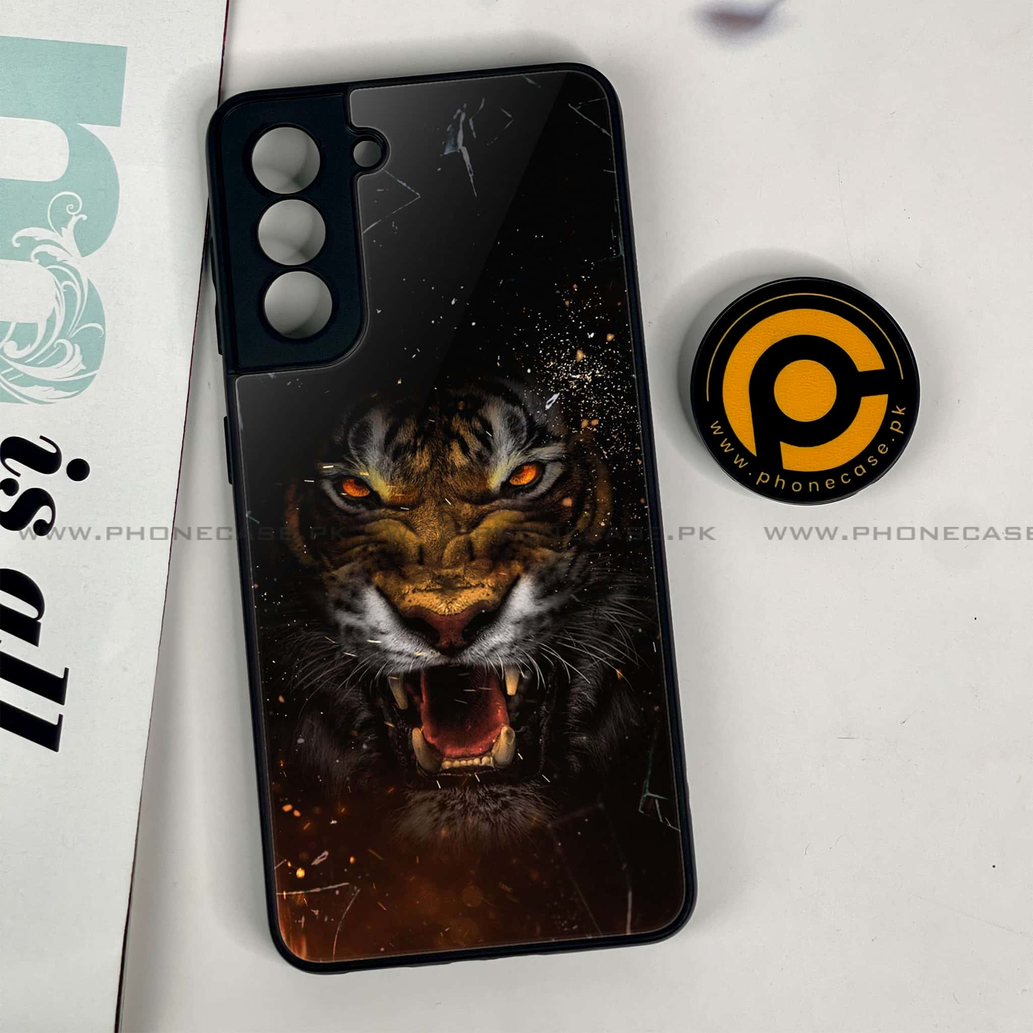 Samsung Galaxy S21 - Tiger Series - Premium Printed Glass soft Bumper shock Proof Case