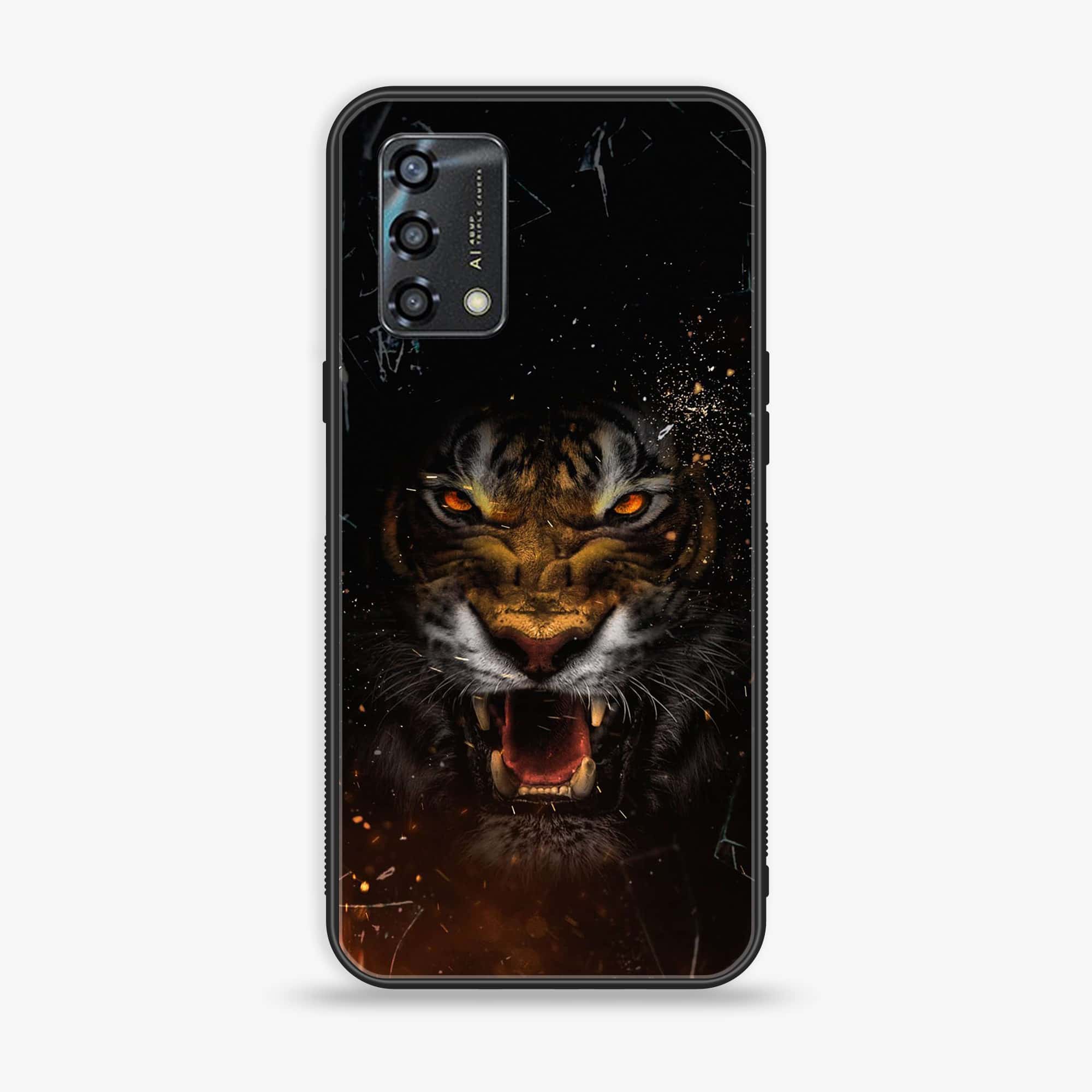 Oppo A95 - Tiger Art Series - Premium Printed Glass soft Bumper shock Proof Case