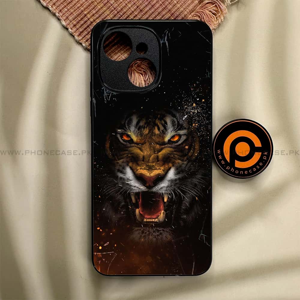Tecno Spark 40C - Tiger Series - Premium Metal Printed soft Bumper shock Proof Case