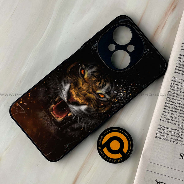 Tecno Spark Go 1 - Tiger Design 9 - Premium Printed Glass soft Bumper shock Proof Case  CS-37367