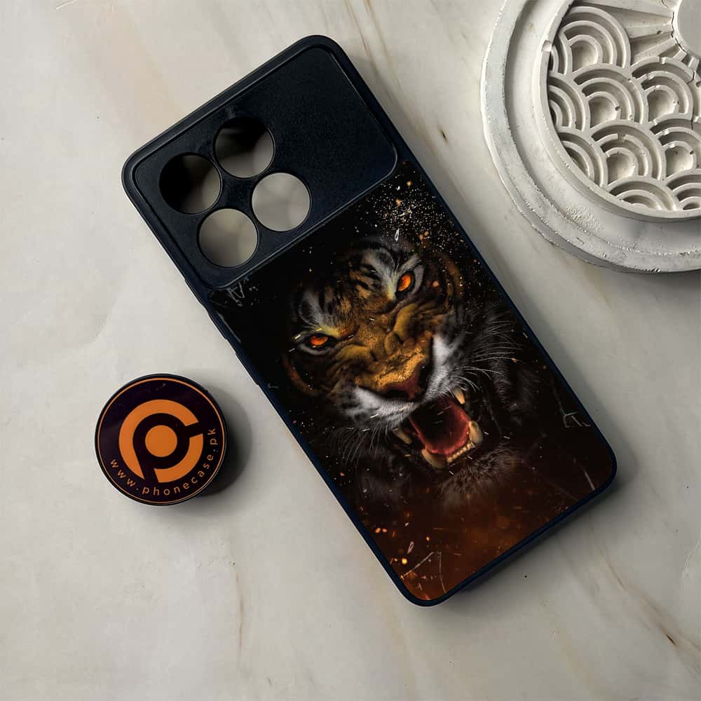 Xiaomi Poco F6 Pro - Tiger Series - Premium Metal Printed soft Bumper shock Proof Case