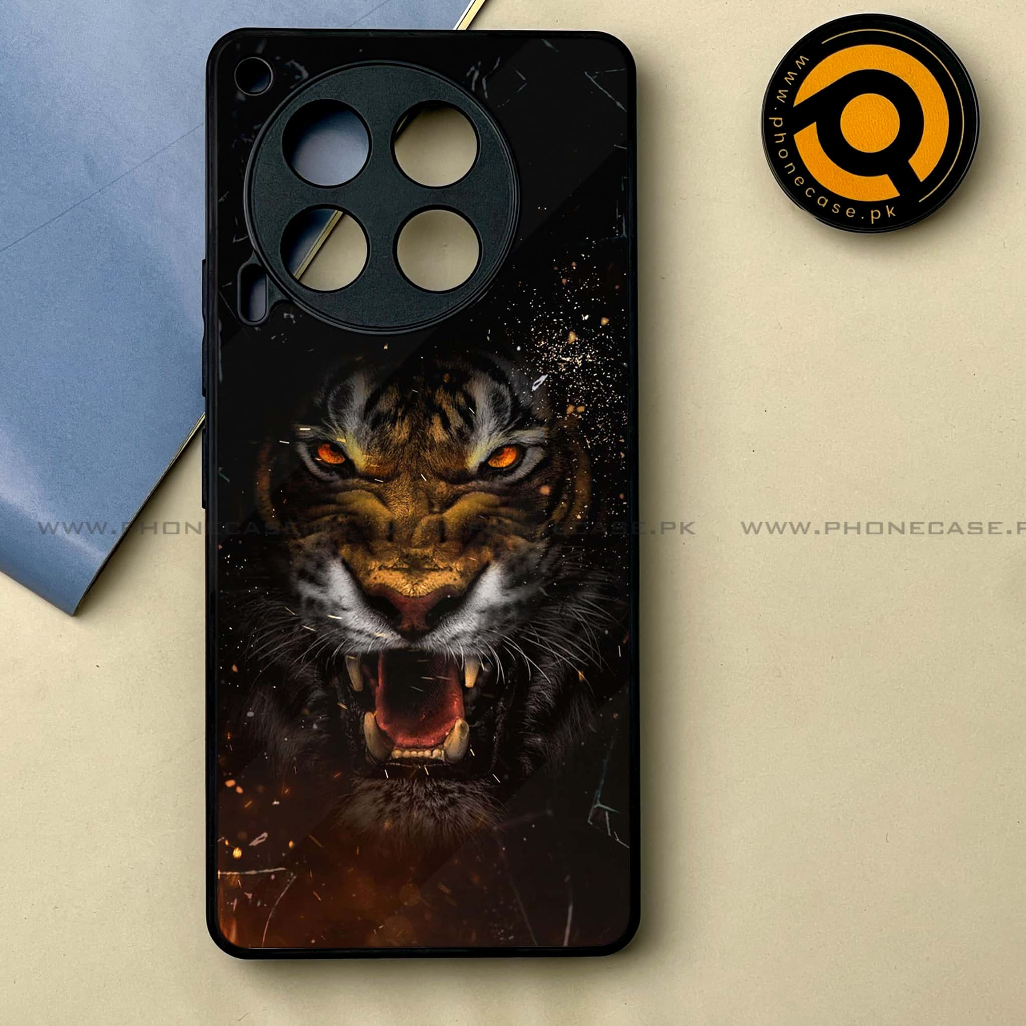 Tecno Camon 30 - Tiger Series -  Premium Printed Metal soft Bumper shock Proof Case