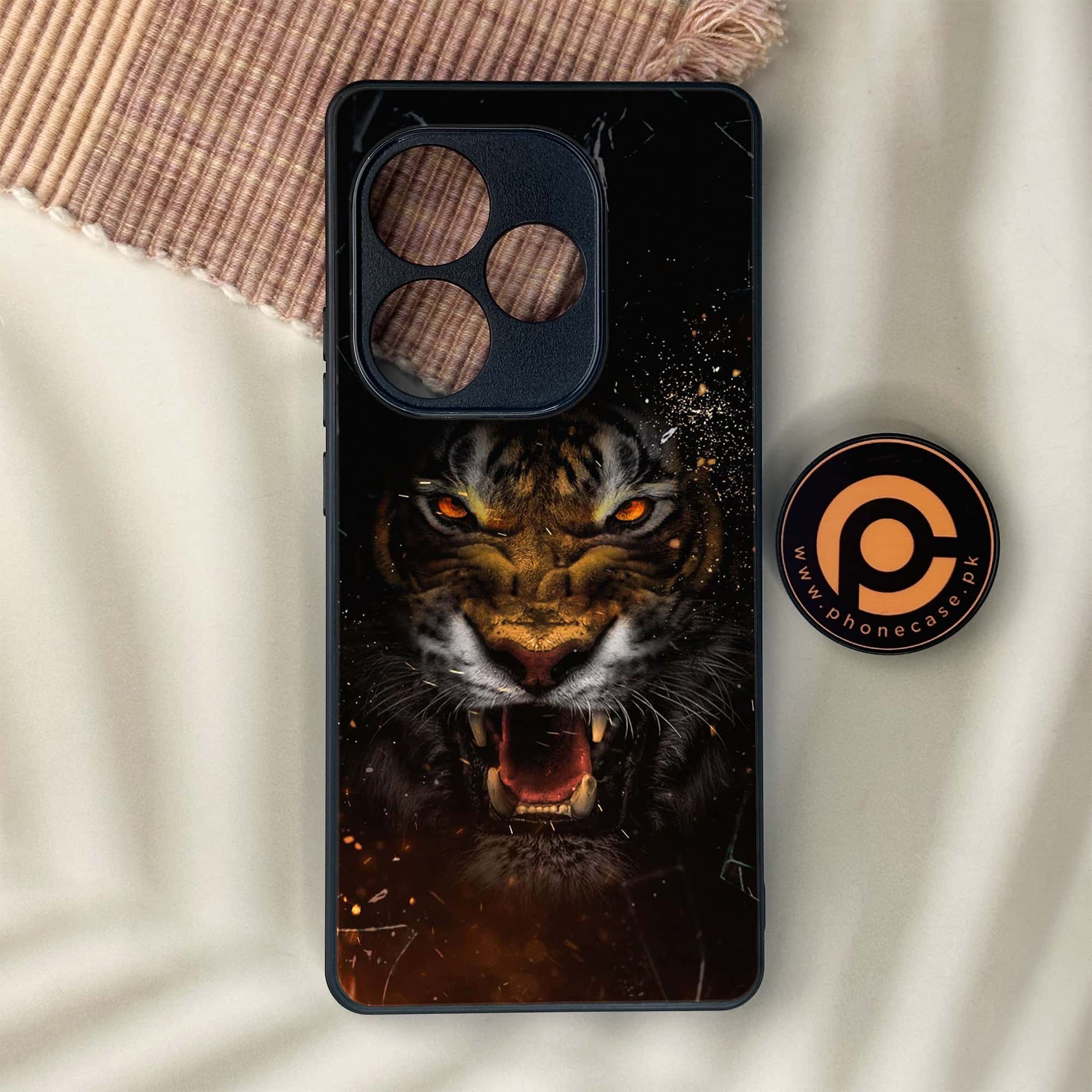 Realme GT 6 - Tiger Series - Premium Metal Printed soft Bumper shock Proof Case