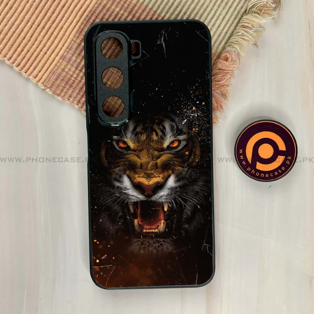 Infinix Hot 60i - Tiger Series - Premium Metal Printed soft Bumper shock Proof Case