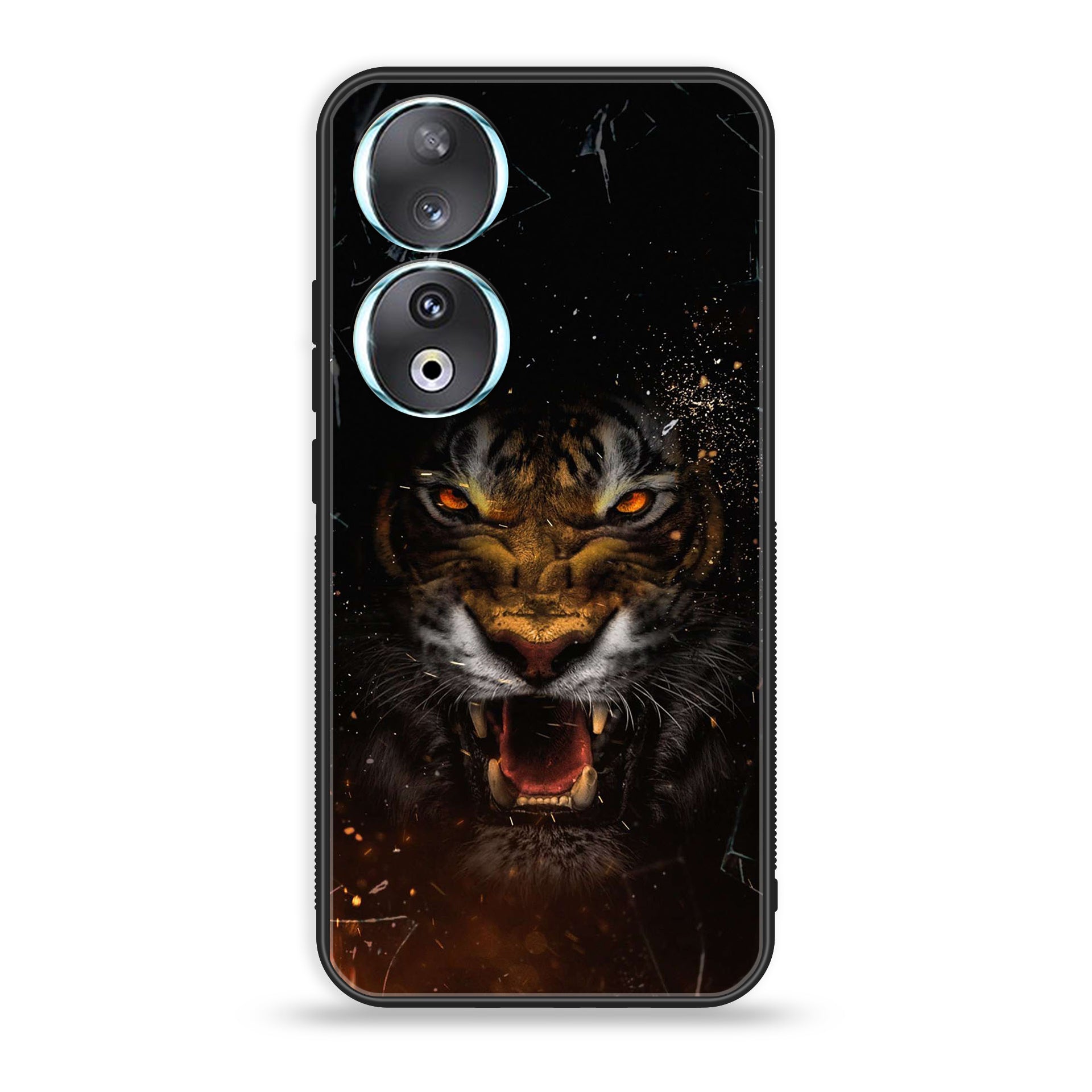 Huawei Honor 90 - Tiger Series - Premium Printed Glass soft Bumper shock Proof Case