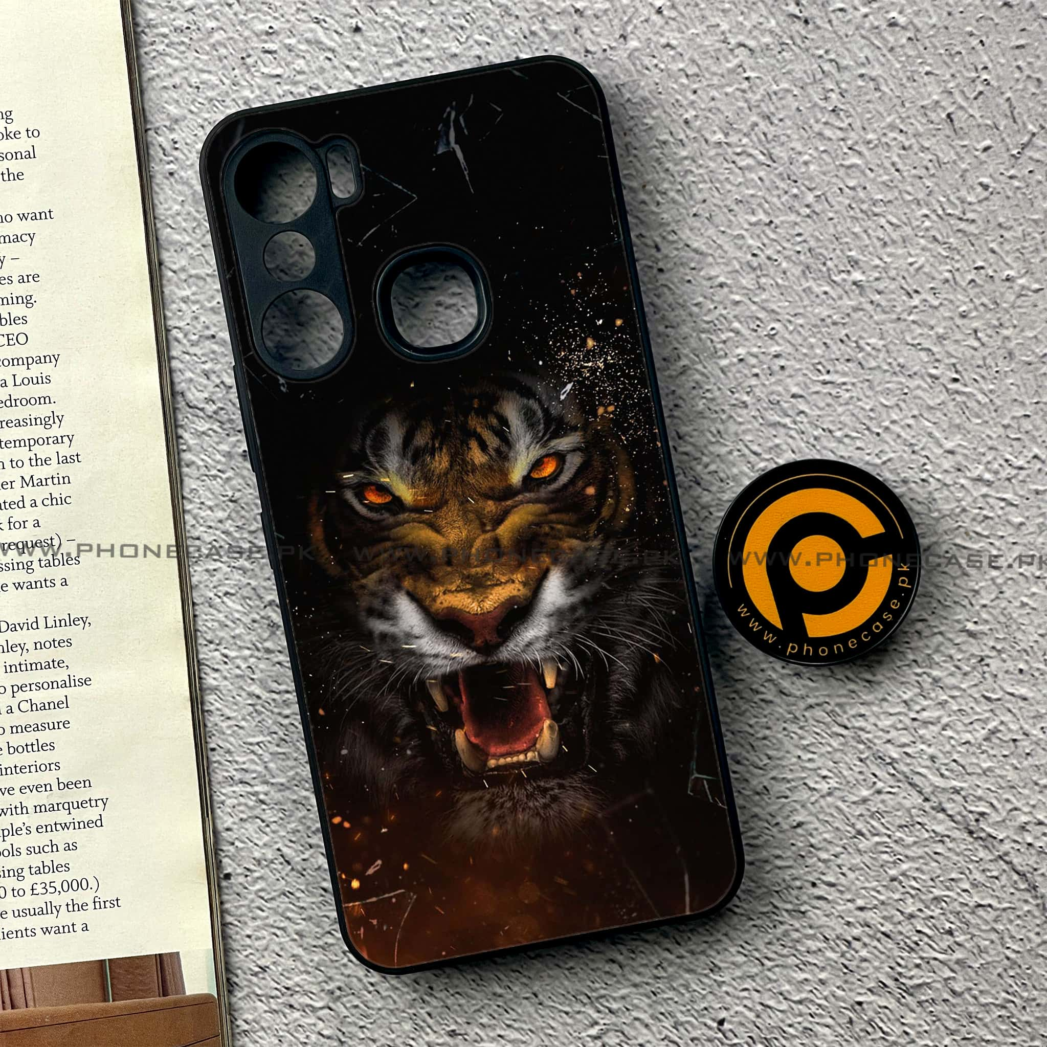 Infinix Hot 12 Pro - Tiger Series - Premium Printed Glass soft Bumper shock Proof Case