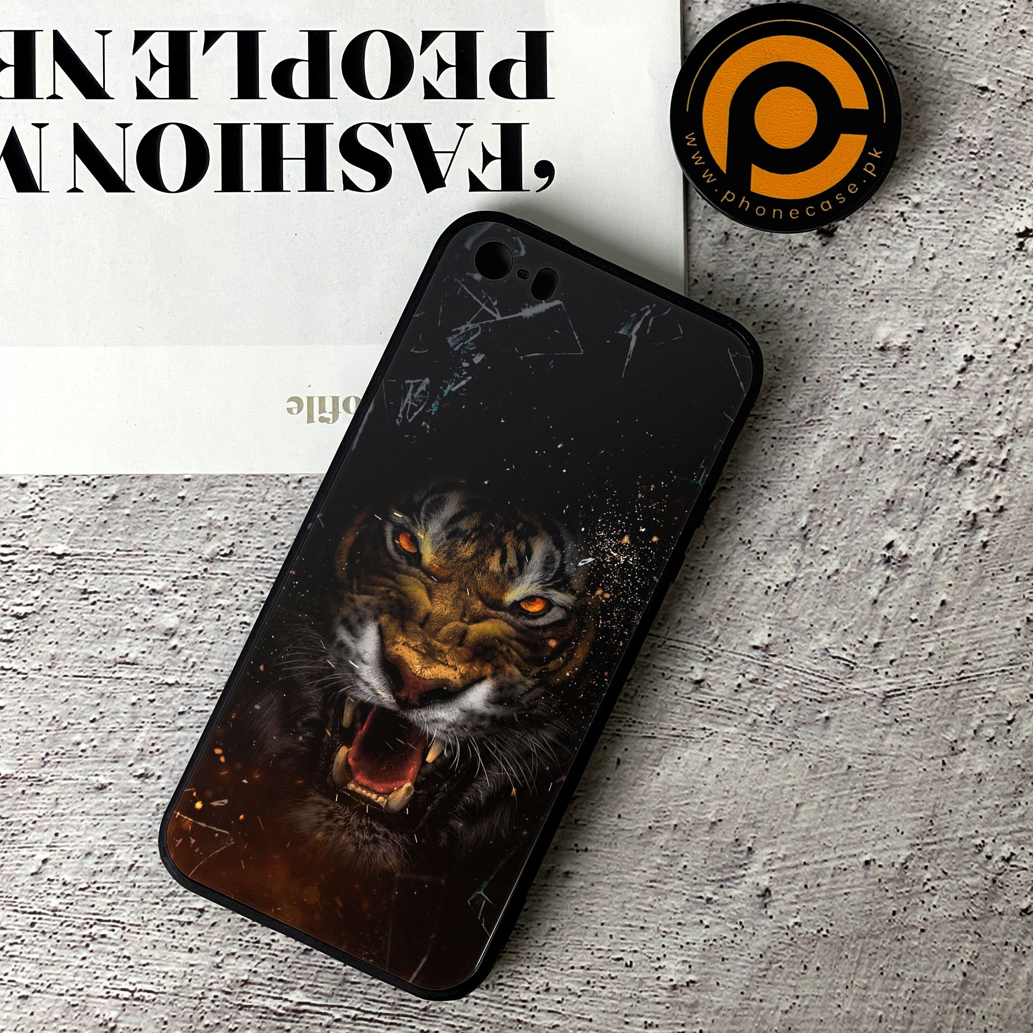 iPhone 5/5c/5s - Tiger Series - Premium Printed Glass soft Bumper shock Proof Case