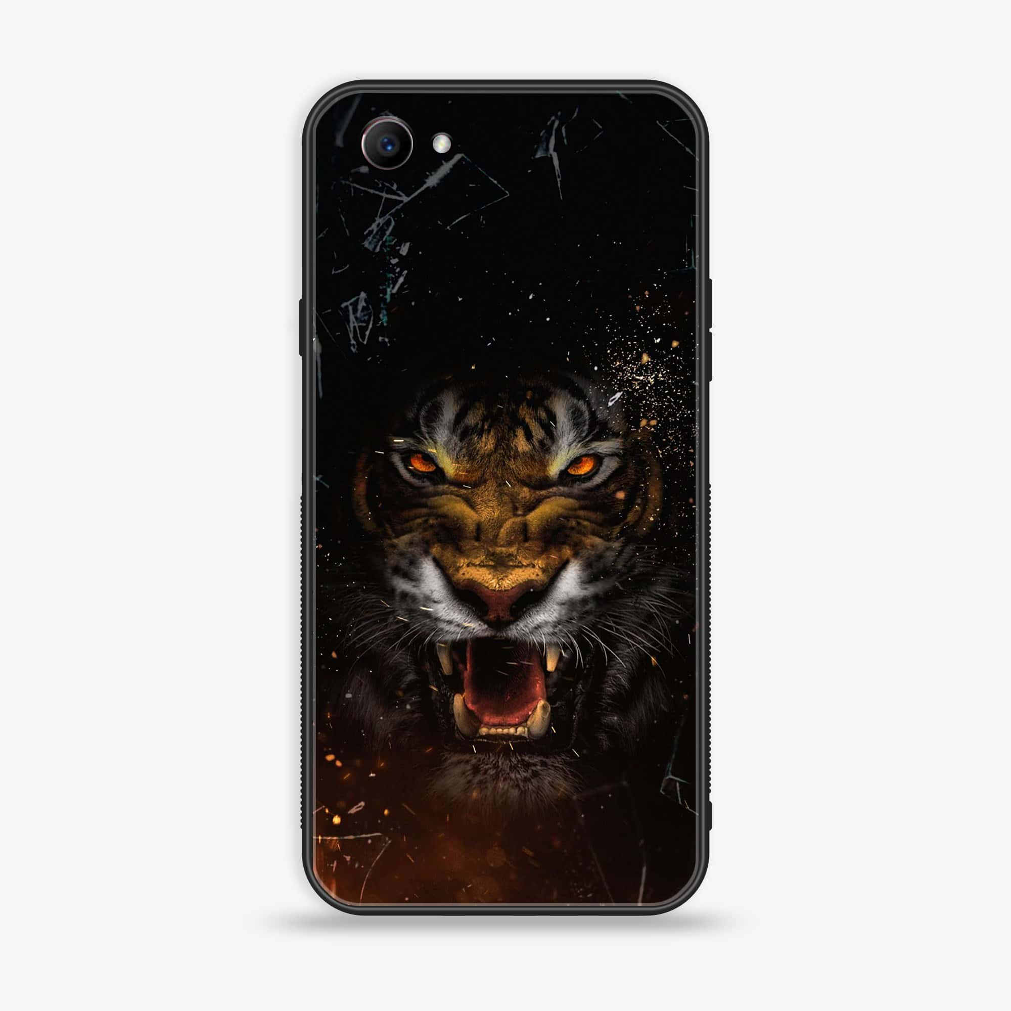 Oppo F7 Youth - Tiger Series - Premium Printed Glass soft Bumper shock Proof Case