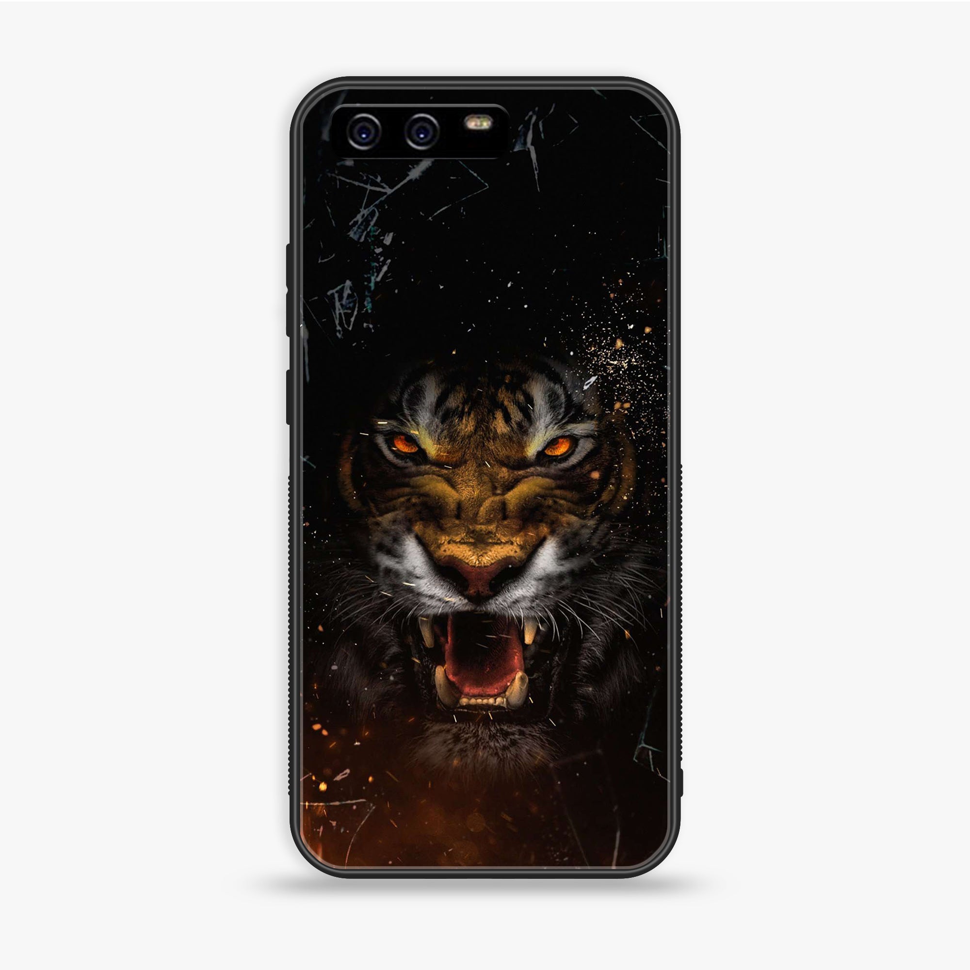 Huawei P10 Plus - Tiger Series - Premium Printed Glass Soft Bumper Shock Proof Case