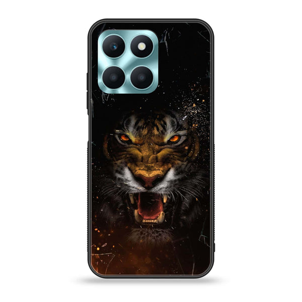 Honor X6a - Tiger Series  Design 9- Premium Printed Glass soft Bumper shock Proof Case CS-23358