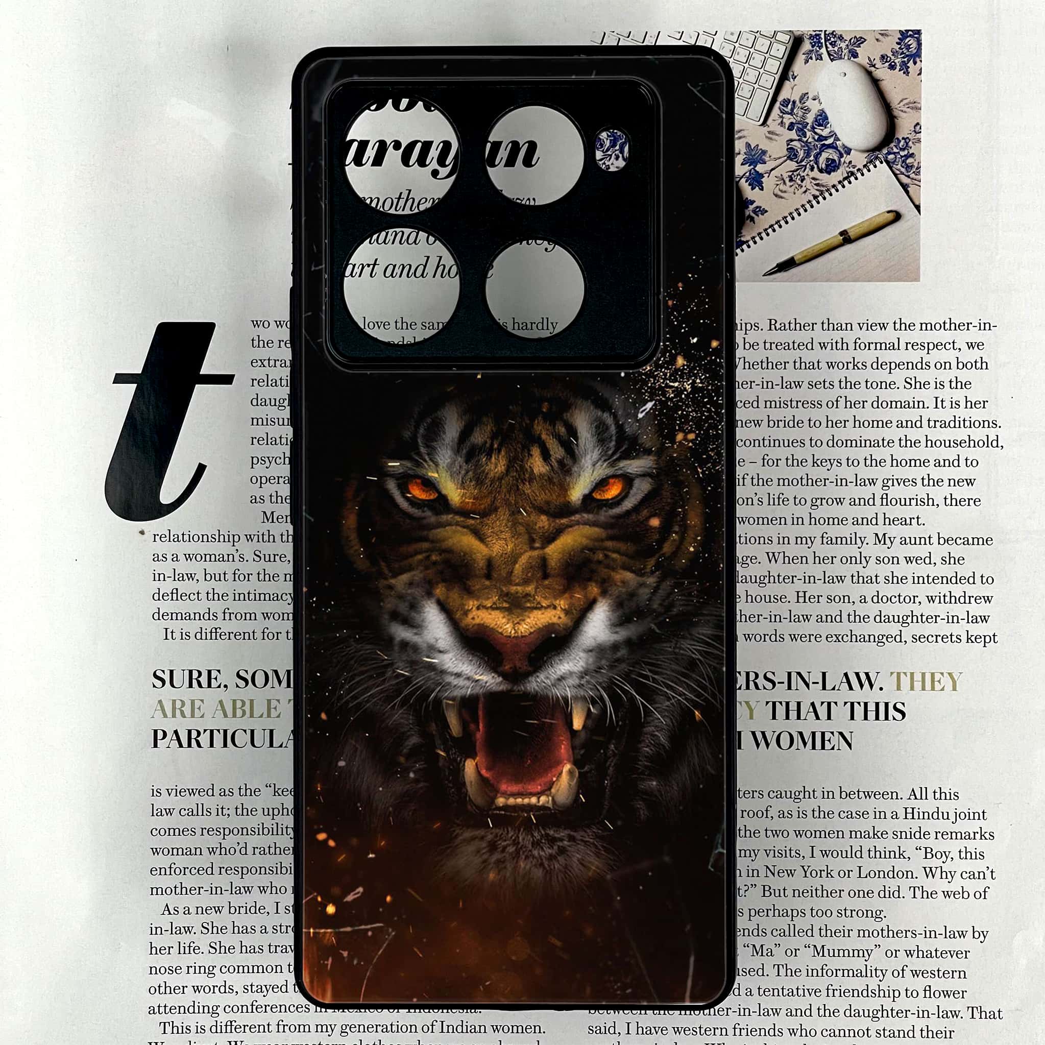 Infinix Note 40 Pro Plus - Tiger Series - Premium Metal Printed soft Bumper shock Proof Case